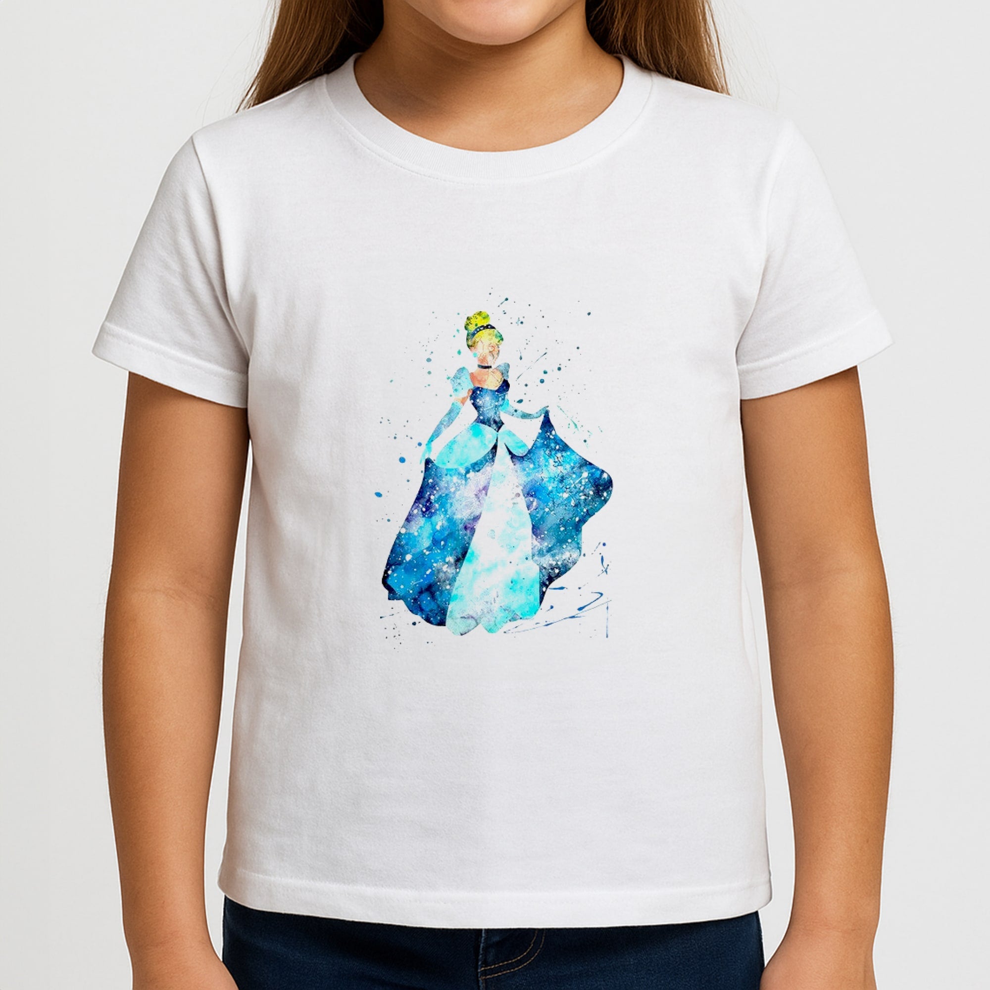 Watercolour Cinderella Fairytale Girls T-Shirt
