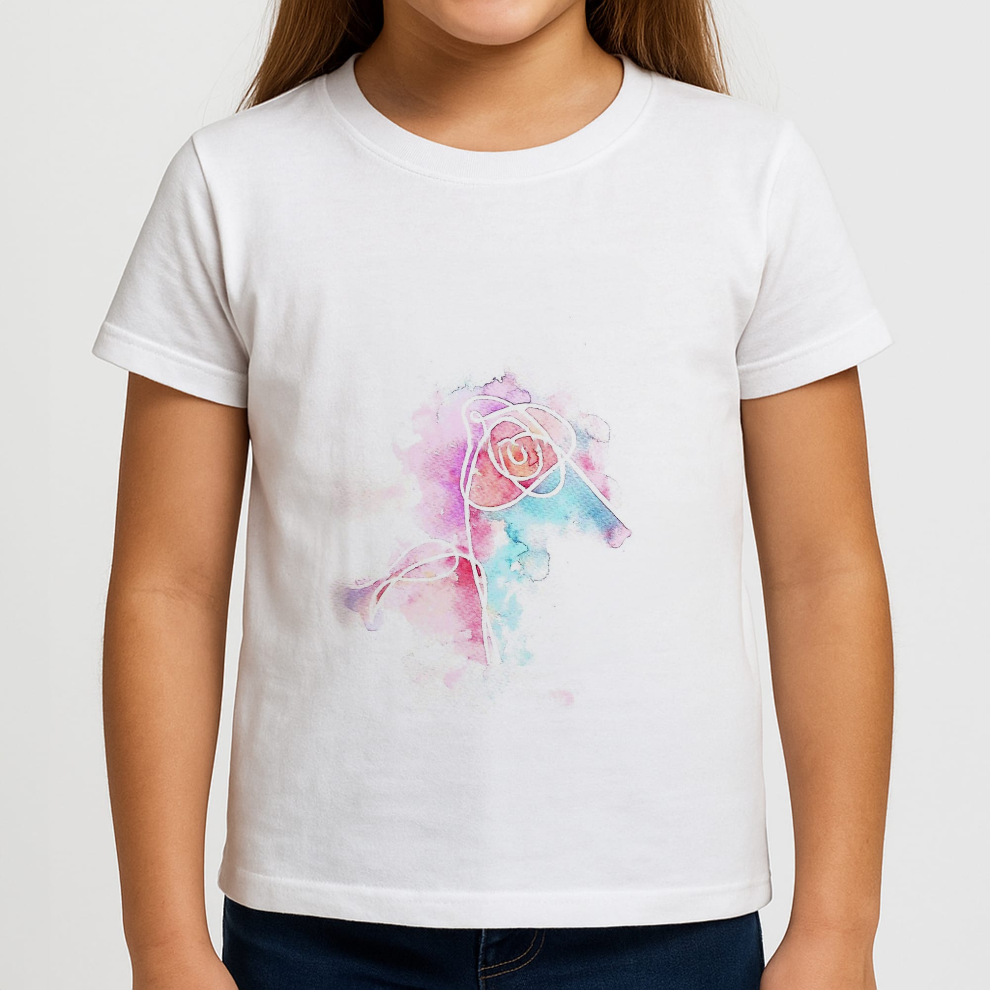 K-Pop Band Love Yourself Watercolour Painting Girls T-Shirt