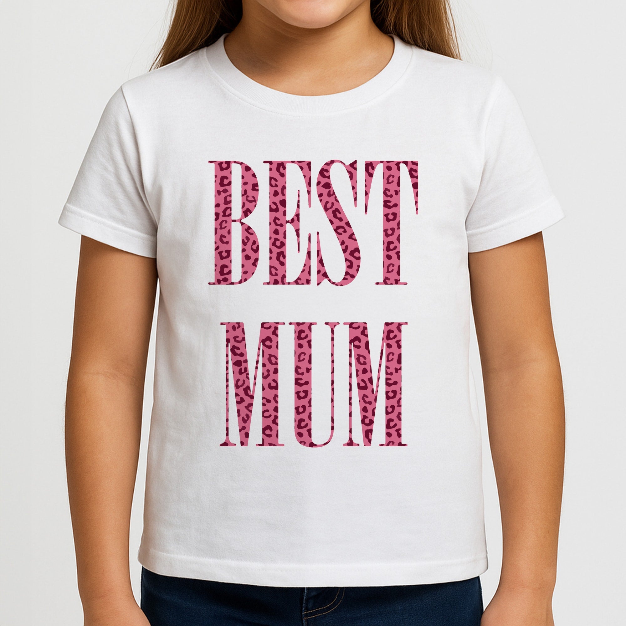 Best Mum Leopard Print Girls T-Shirt