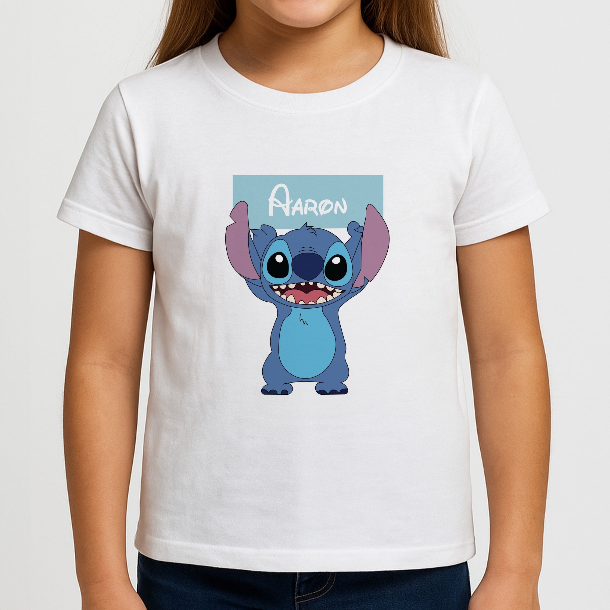 Standing Blue Alien - Personalised Disney Girls T-Shirt