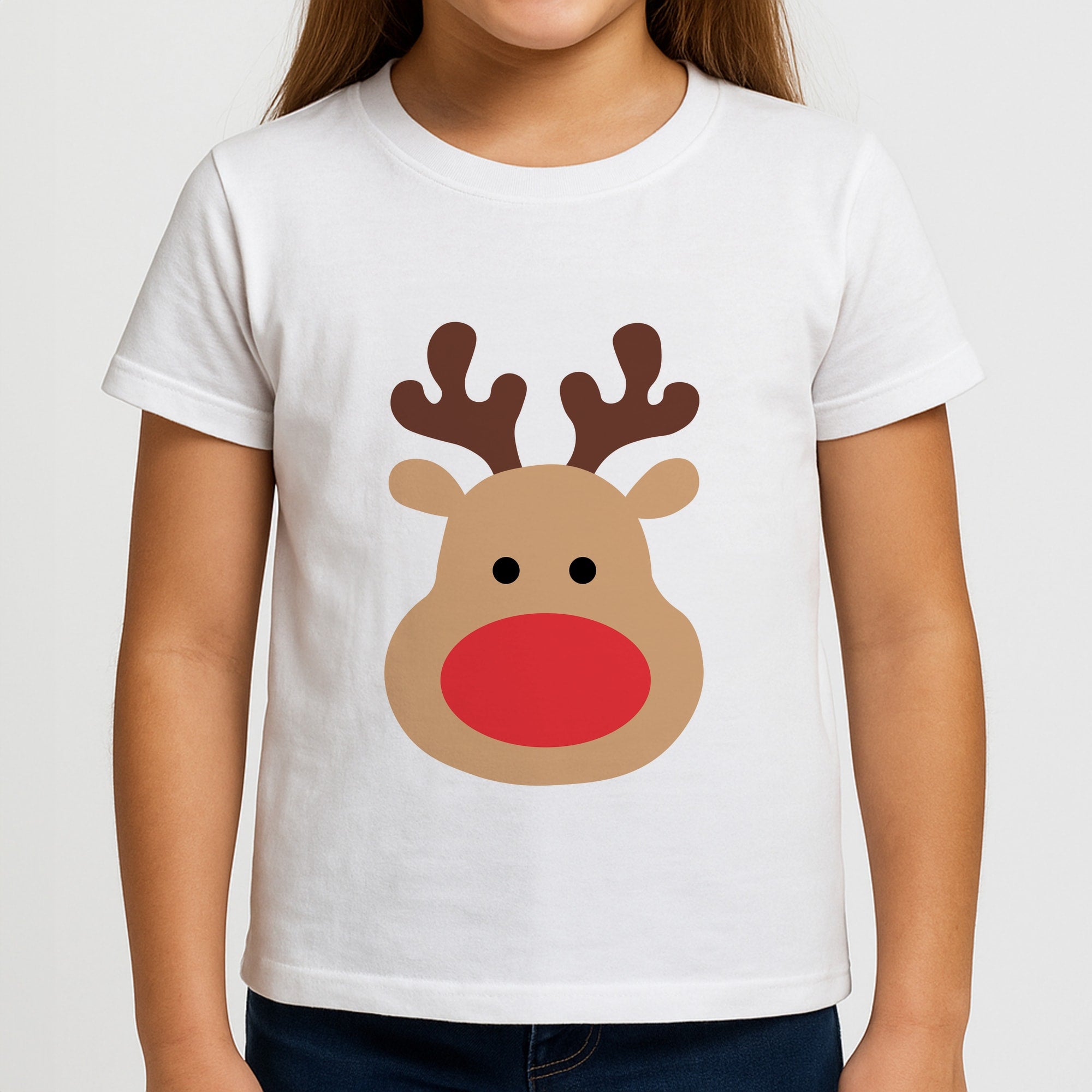 Rudolph Face - Christmas Girls T-Shirt