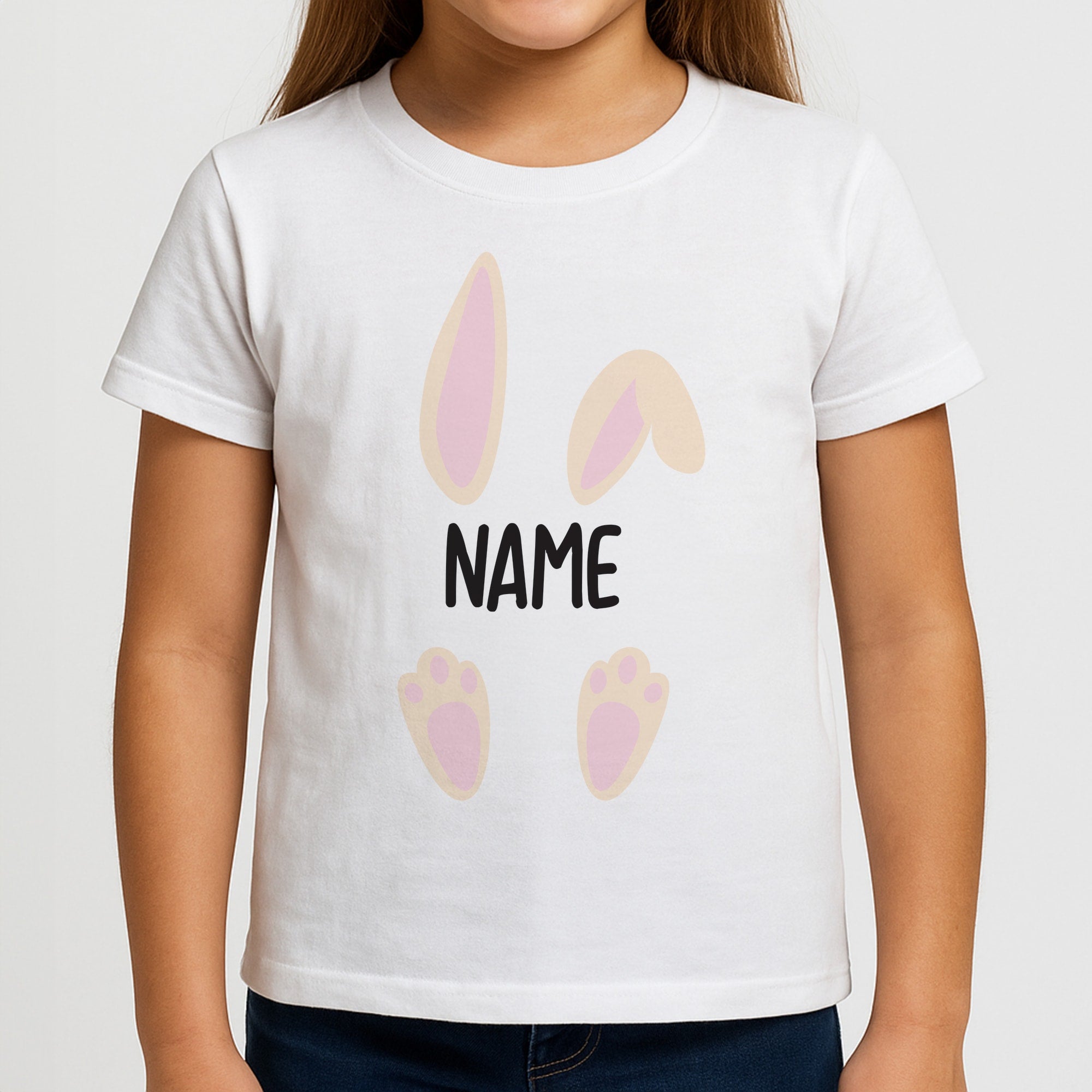 White Bunny Personalised Girls T-Shirt
