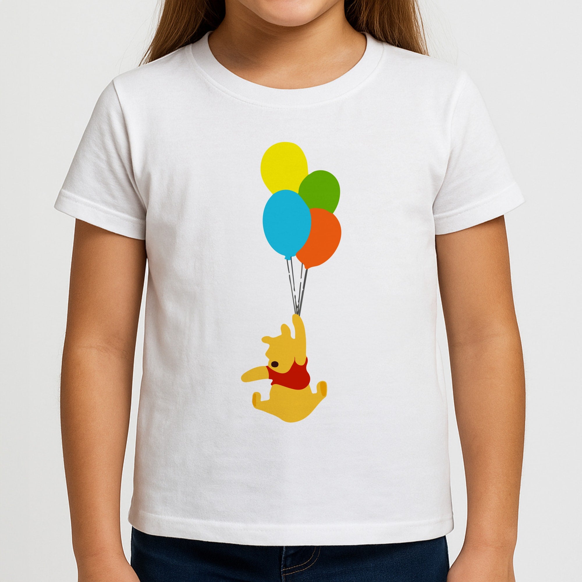 Pooh On Balloons Girls T-Shirt