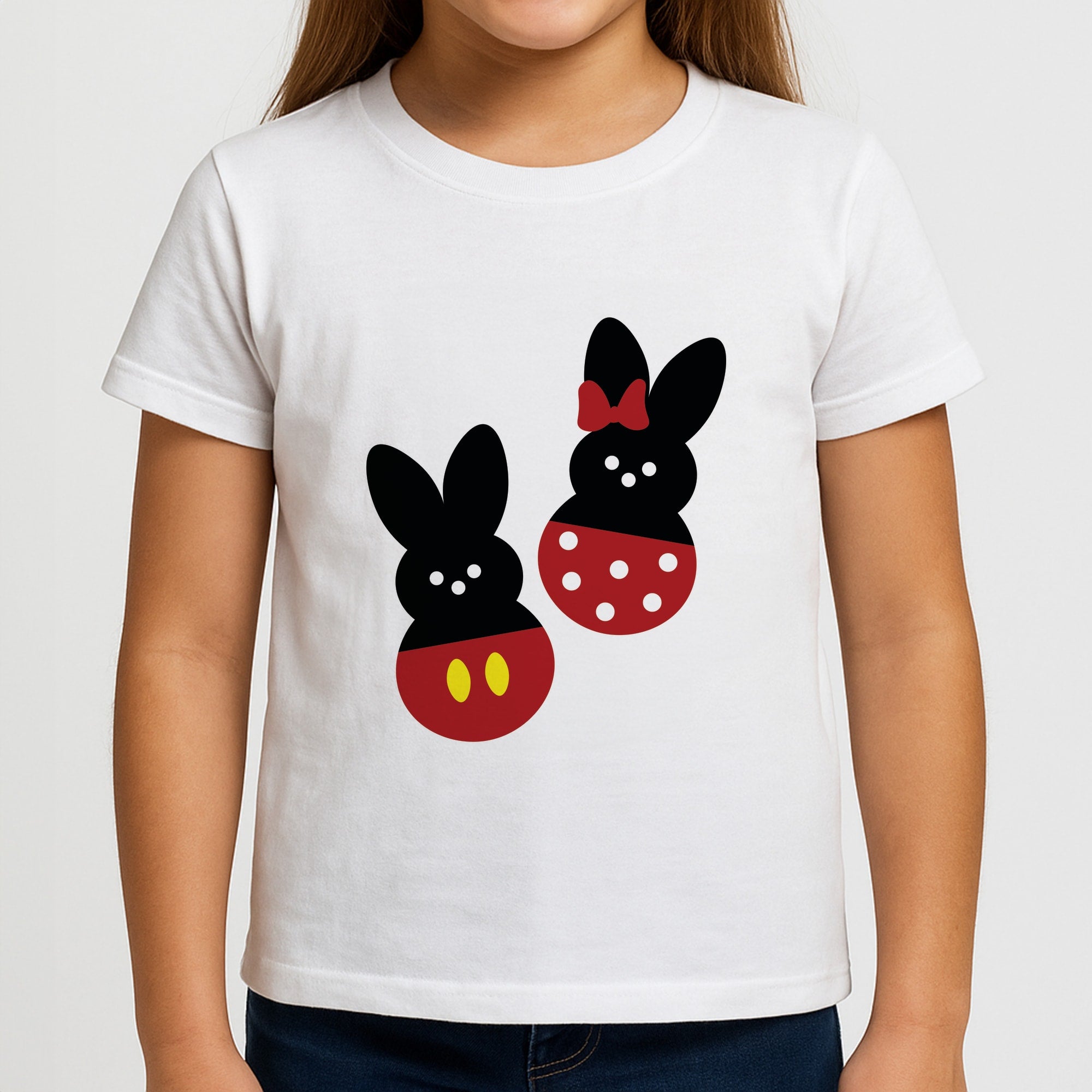 Mouse Peeps Pattern Girls T-Shirt