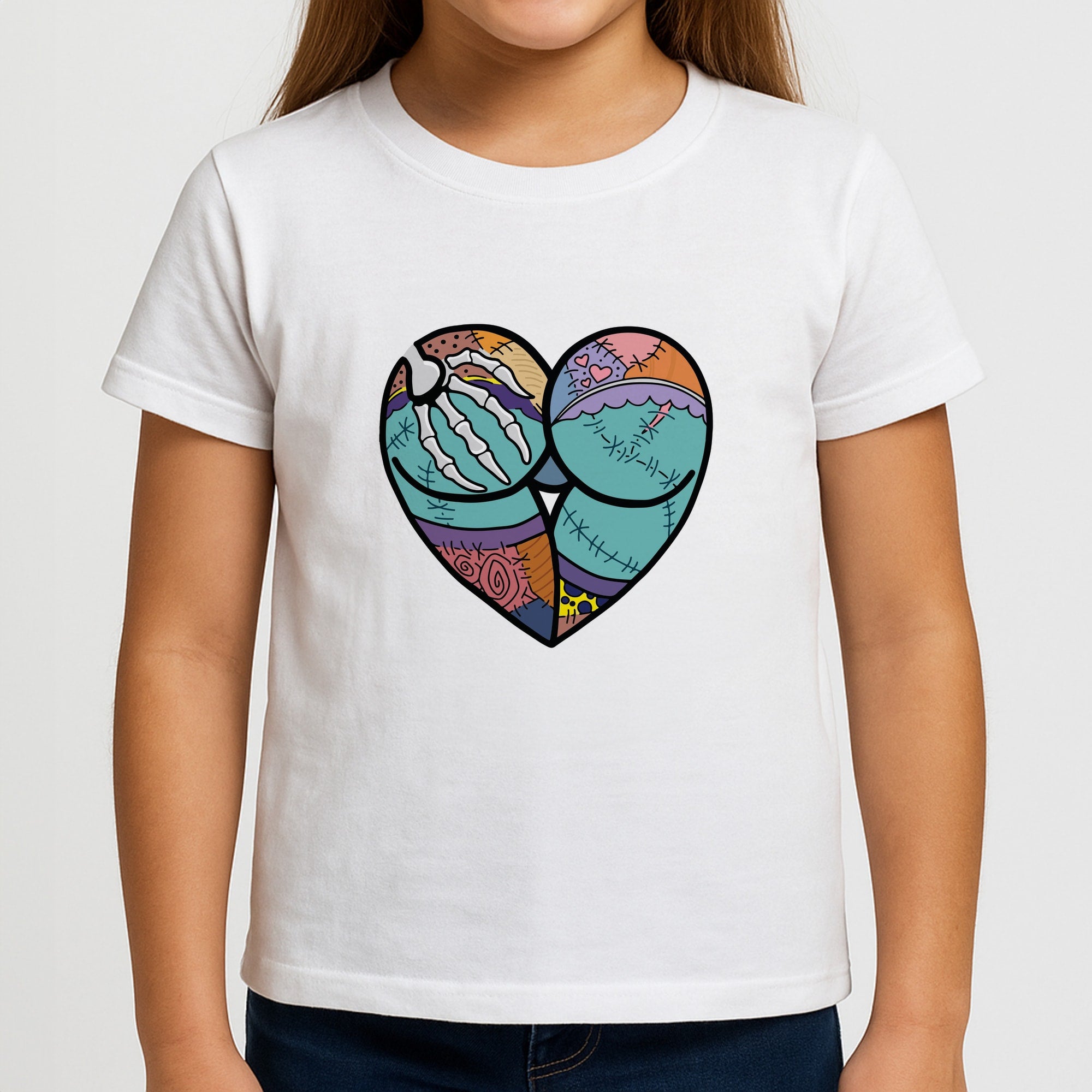 Sally And Jack Heart - TNBC Kids T-Shirt