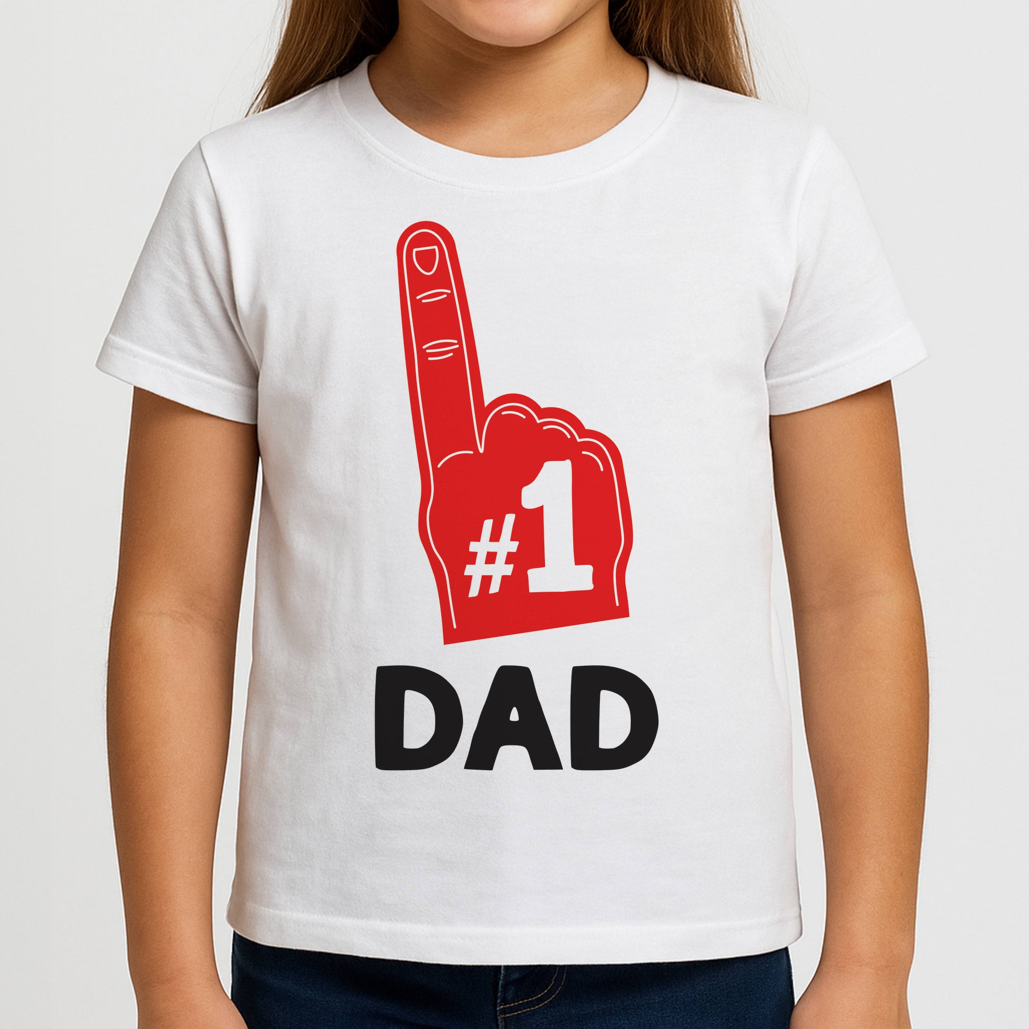 #1 Dad Foam Finger Girls T-Shirt