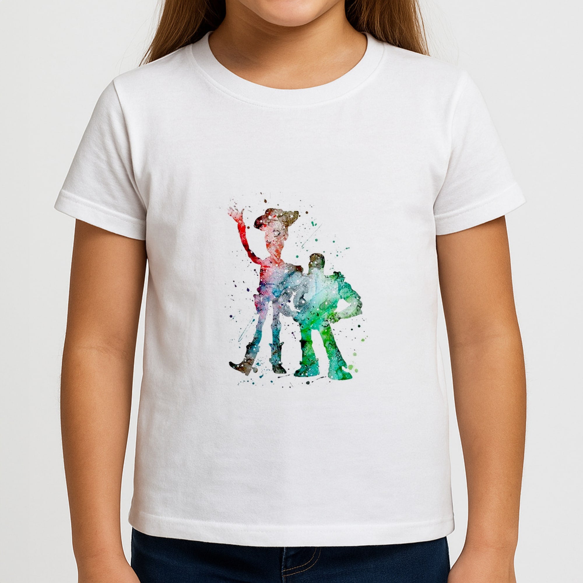 Watercolour Woody & Buzz A Story of Toys Fairytale Girls T-Shirt