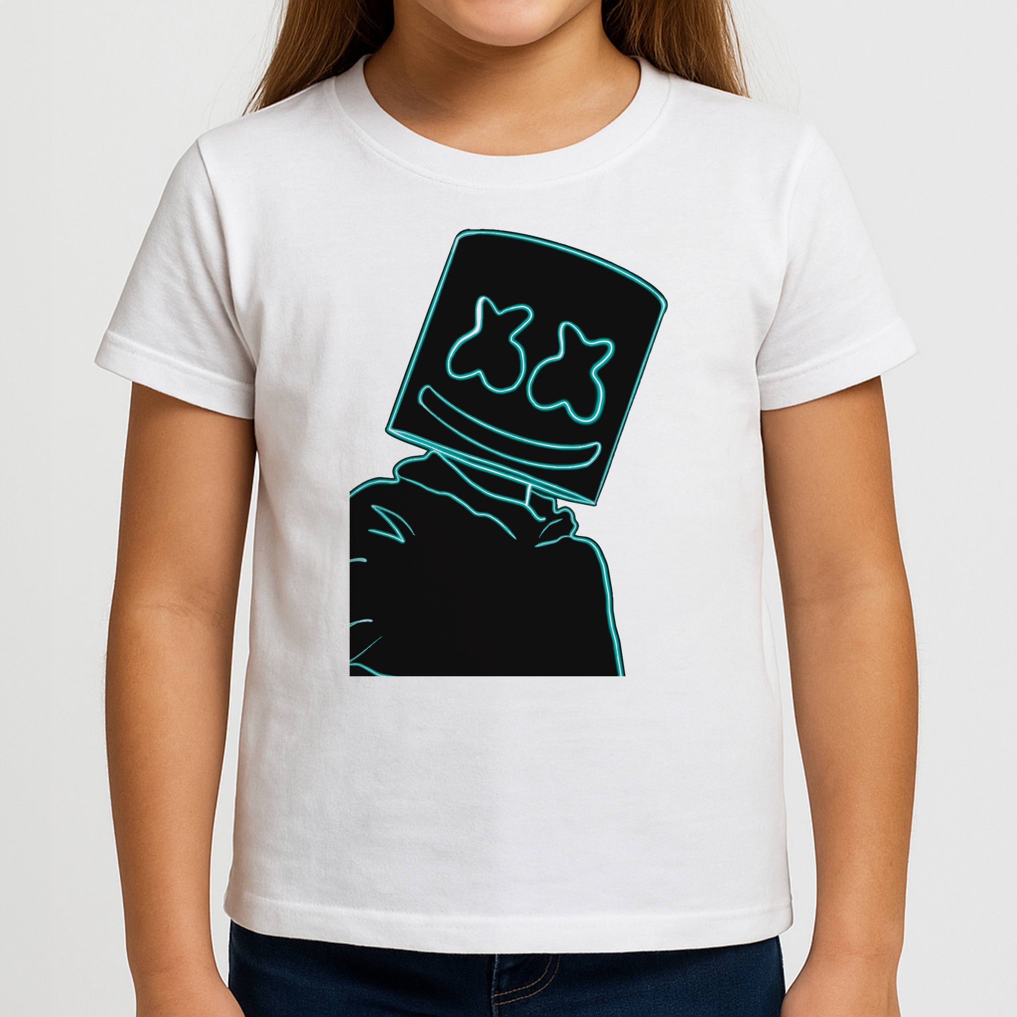 Black White Helmet DJ Neon Kids T-Shirt