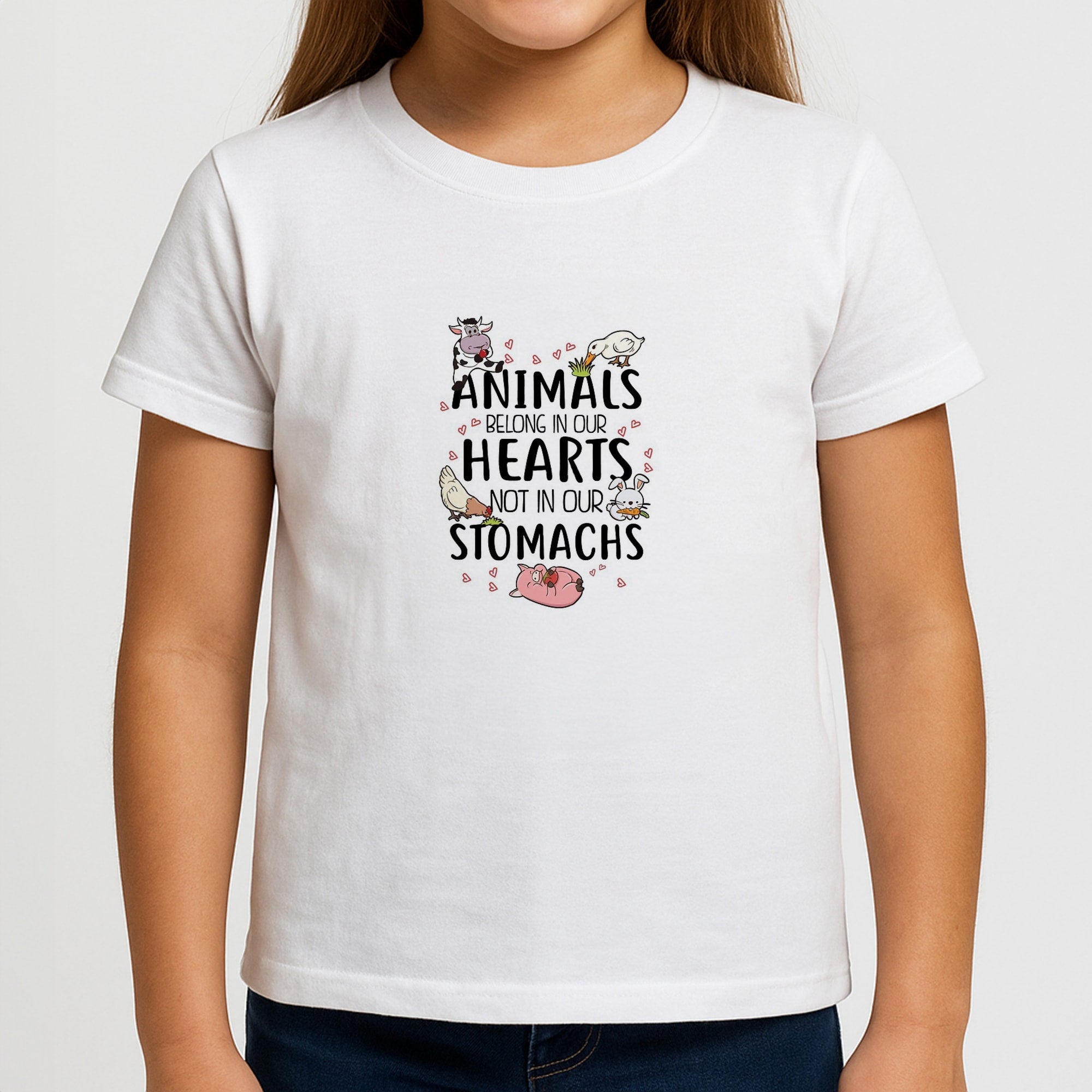 Animals Belong In Our Hearts - Vegan Girls T-Shirt