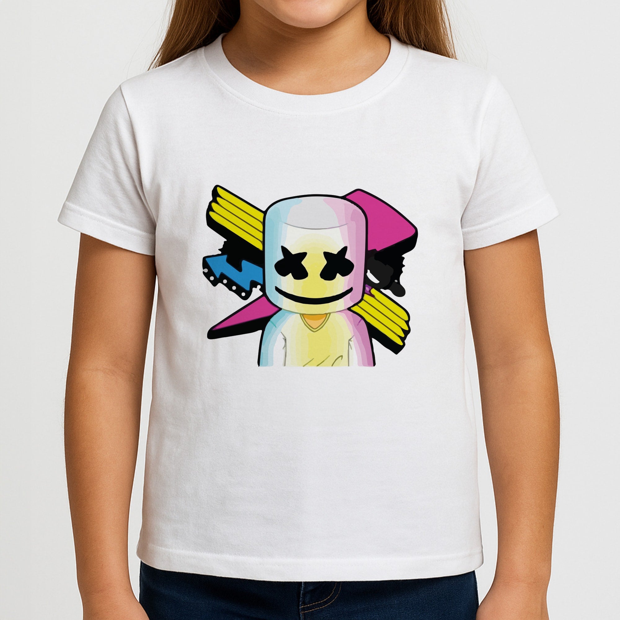 Neon Logo White Helmet DJ Kids T-Shirt