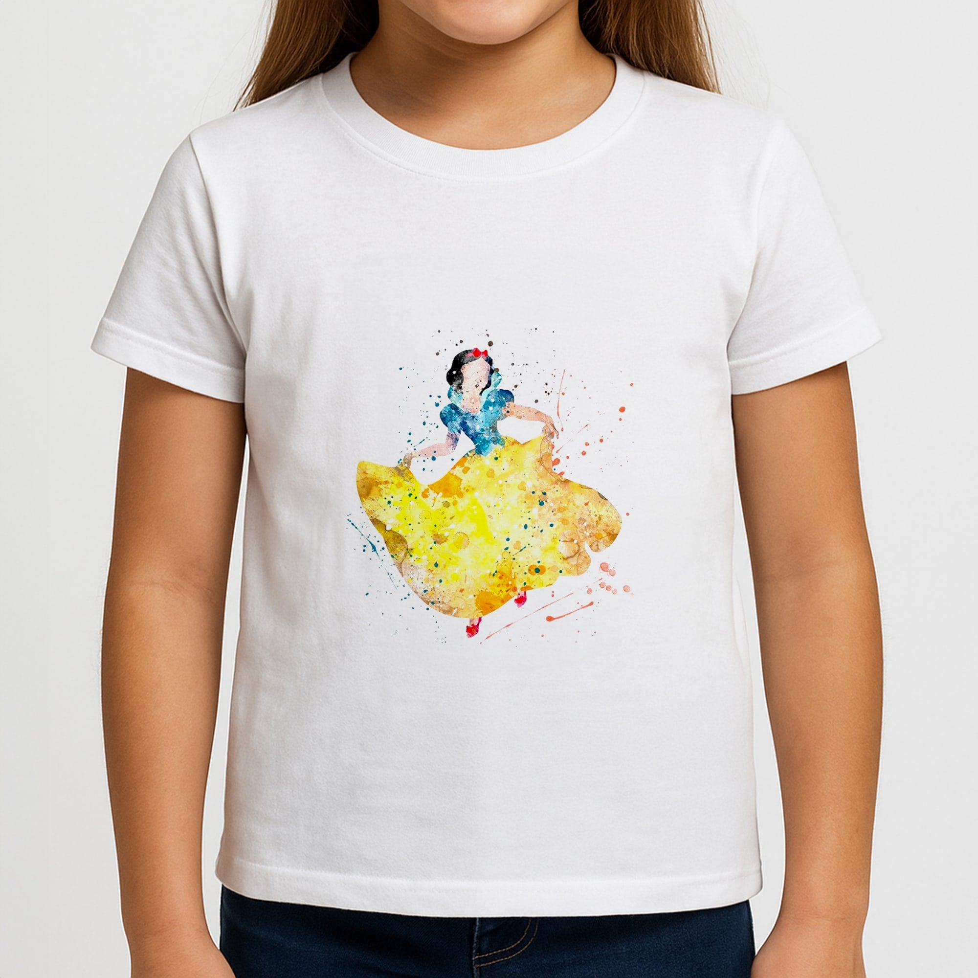 Watercolour Snow White Fairytale Girls T-Shirt
