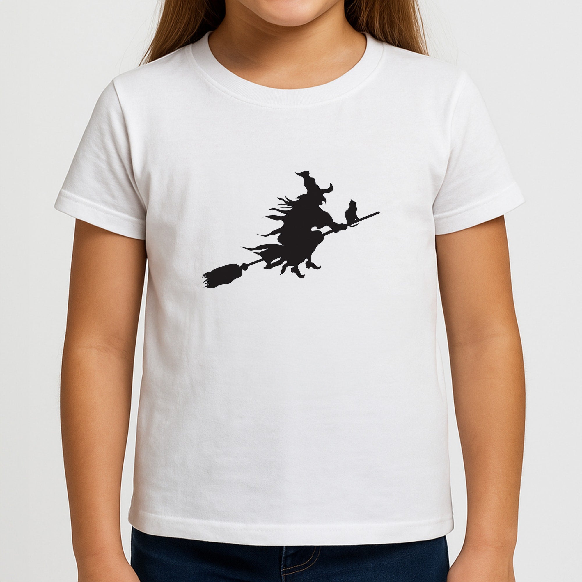 Witch And Cat - Halloween Girls T-Shirt