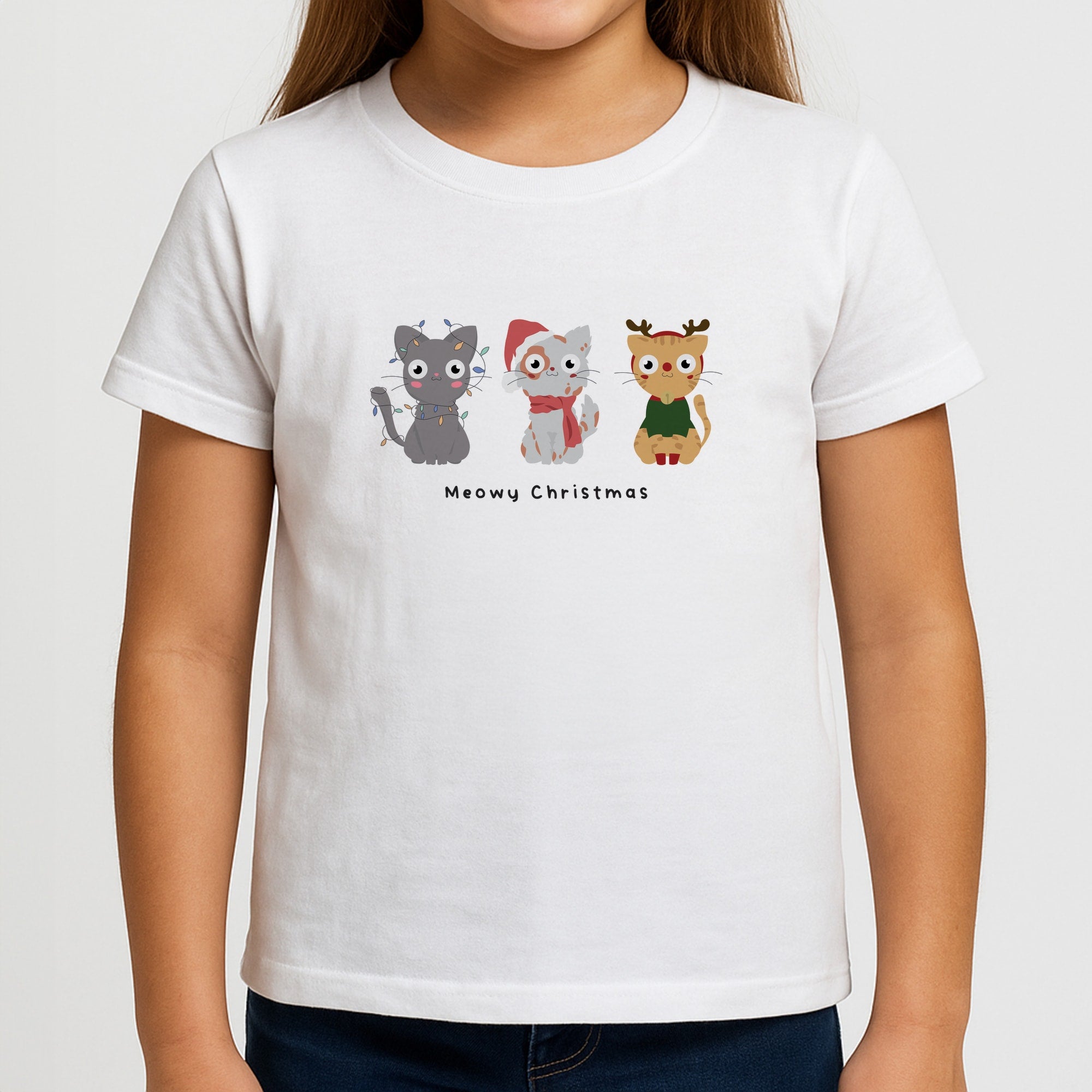 Meowy Christmas Girls T-Shirt
