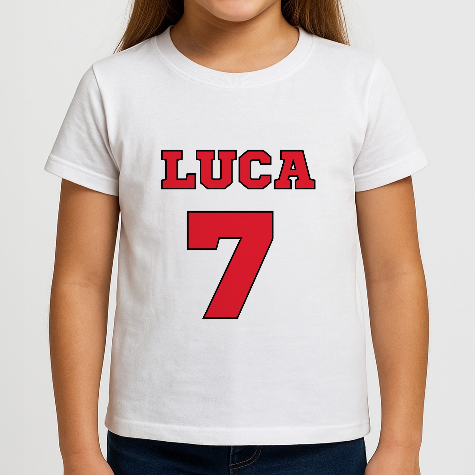 Red - Personalised Football Girls T-Shirt