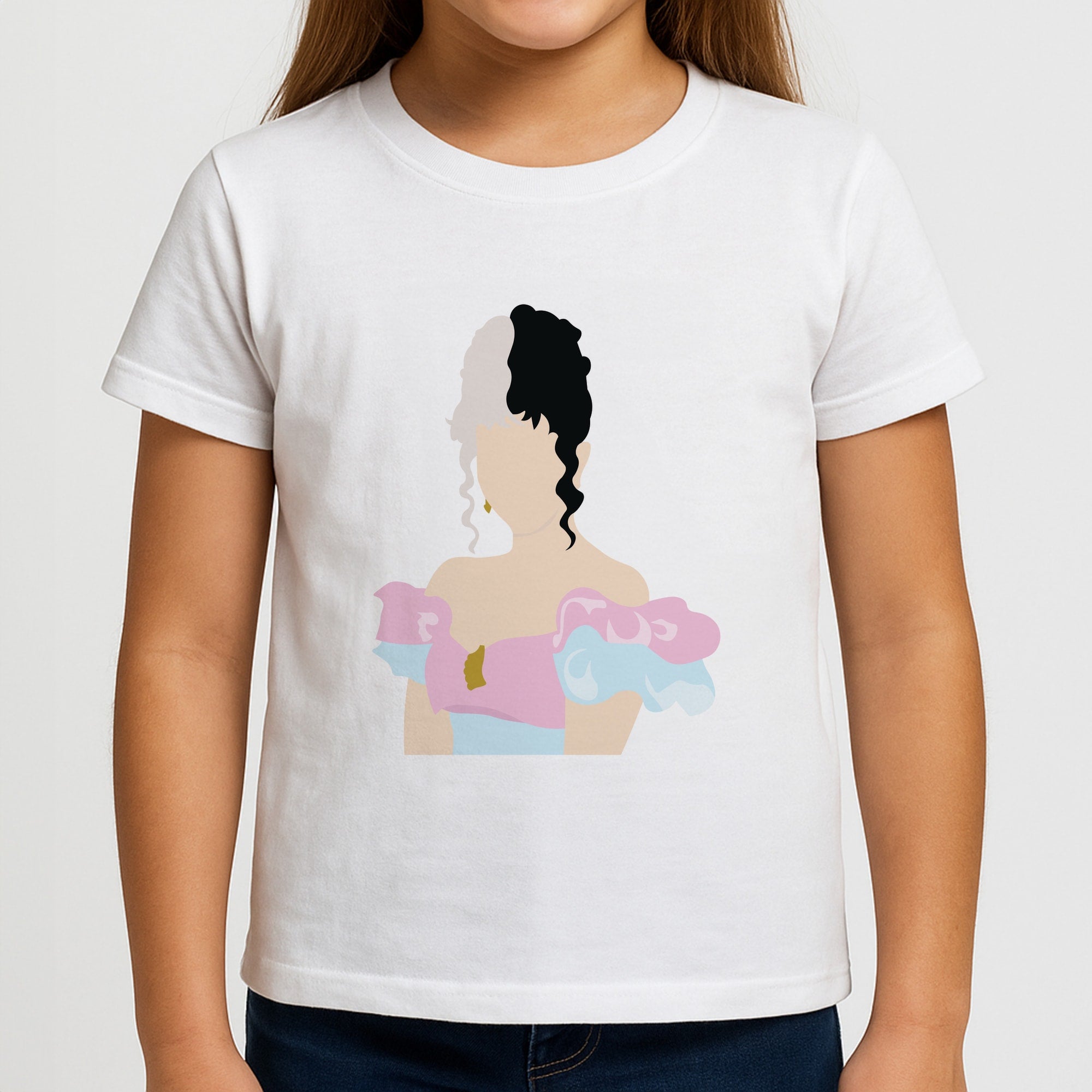 Blue And Pink Dress Girls T-Shirt