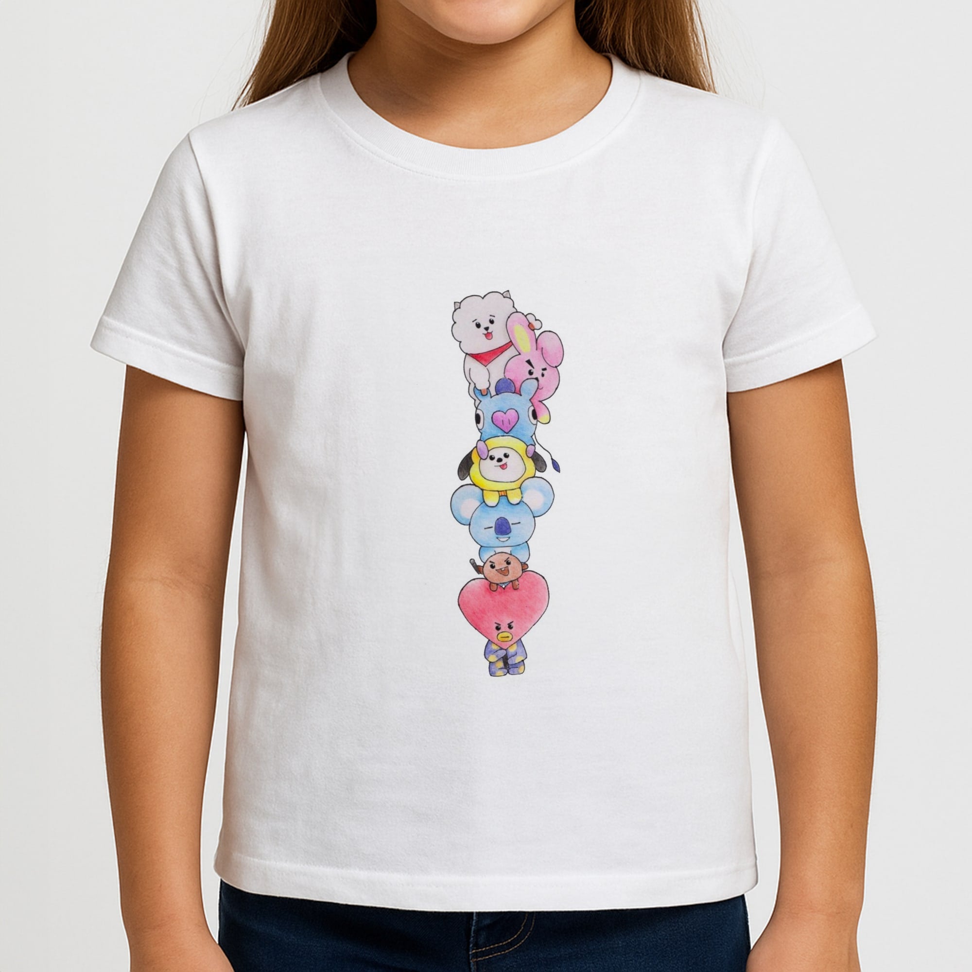 K-Pop Band BT21 Drawing Girls T-Shirt