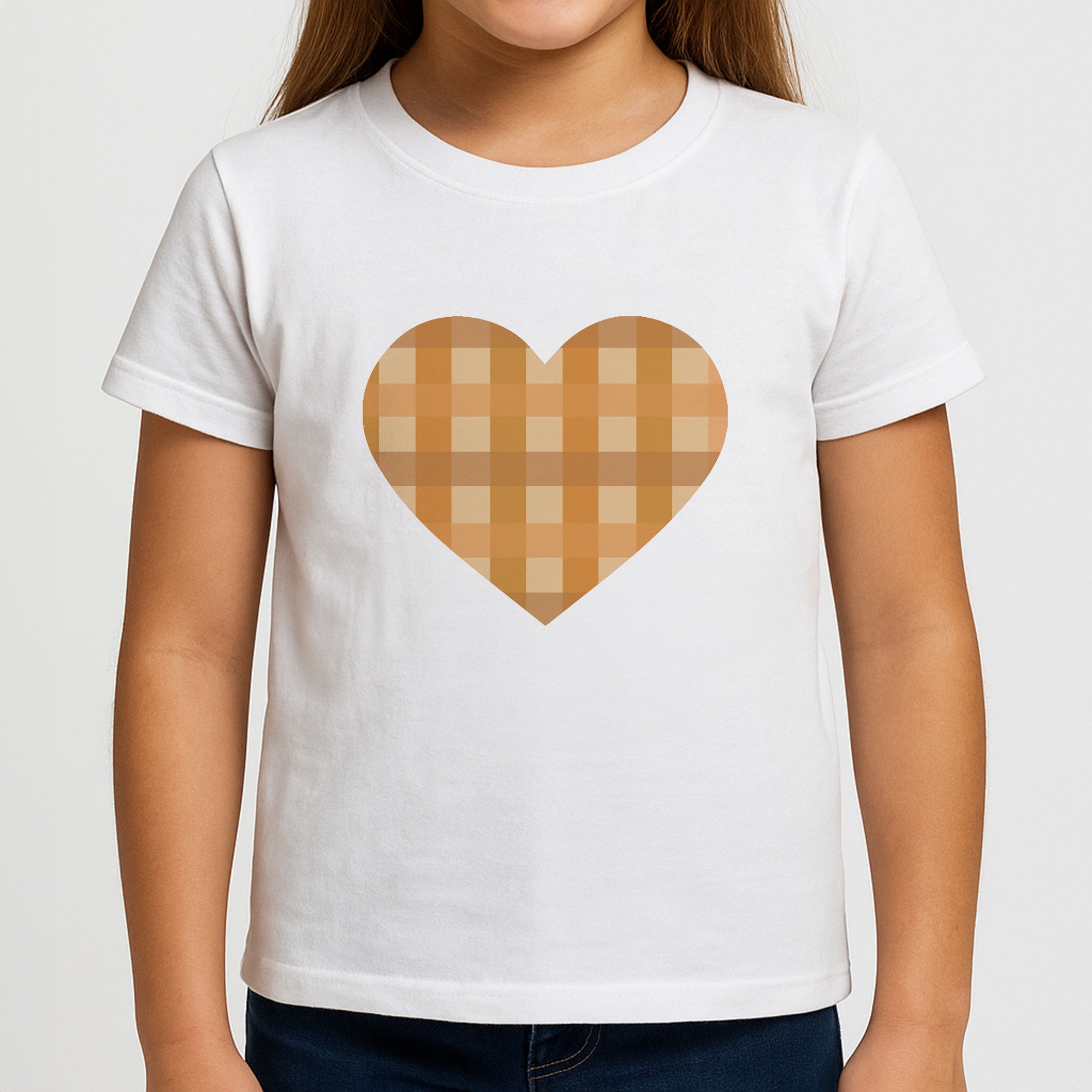 Orange Plaid Pattern- Autumn Girls T-Shirt