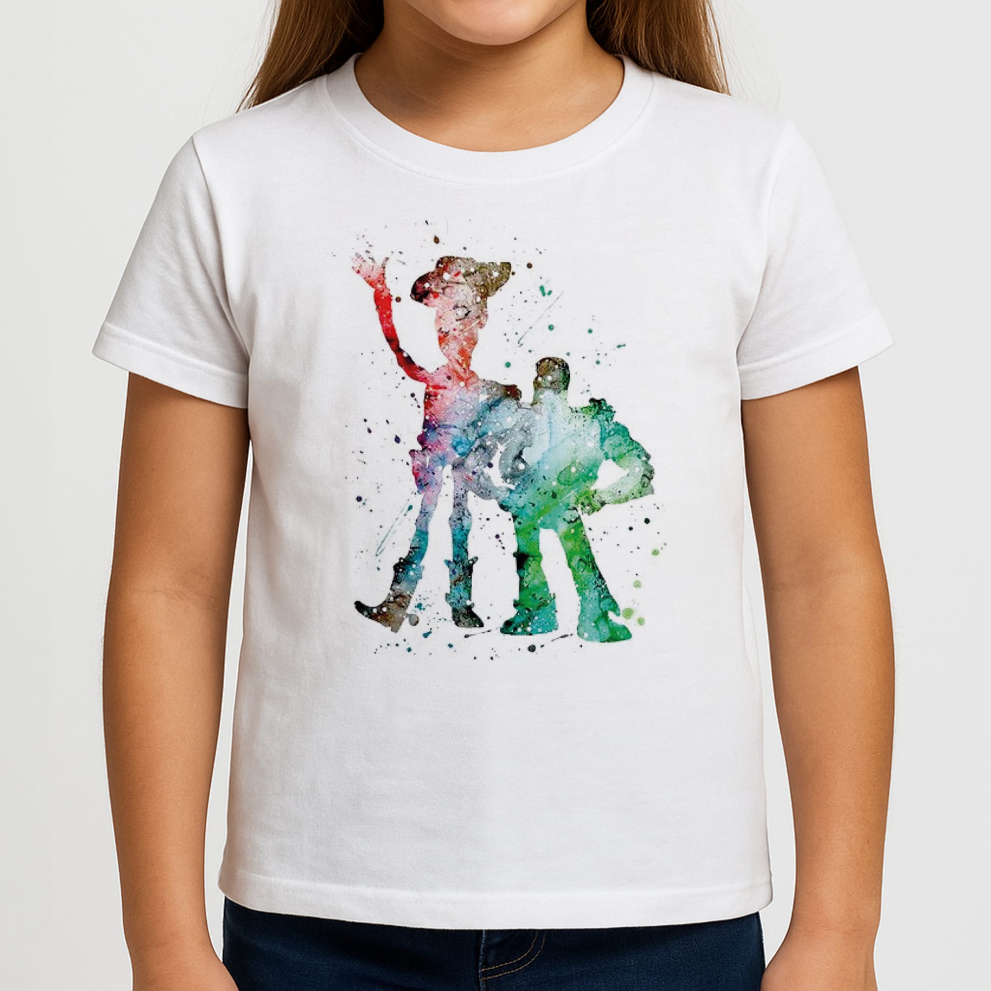 Watercolour Woody & Buzz A Story of Toys Fairytale Kids T-Shirt