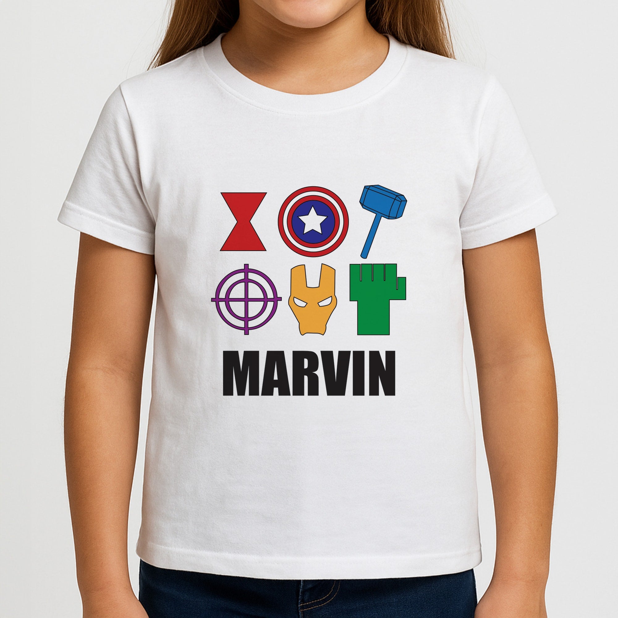 Icon Pattern - Personalised Superhero Comic Girls T-Shirt