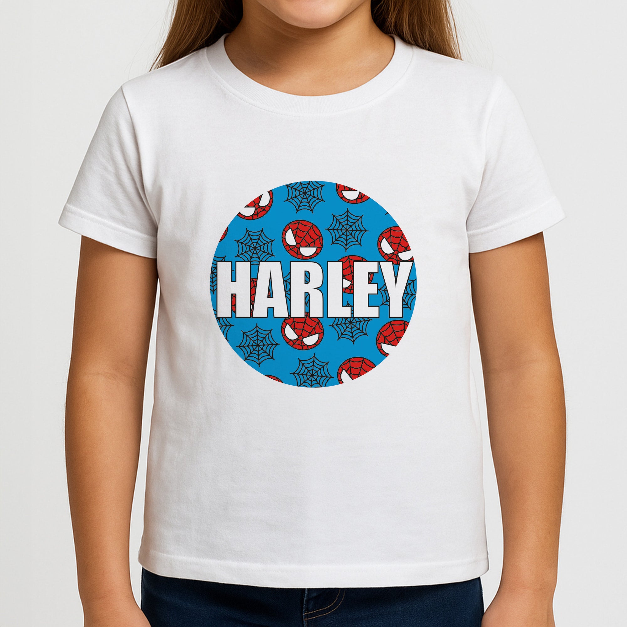 Spiderman And Webs - Personalised Superhero Comic Girls T-Shirt