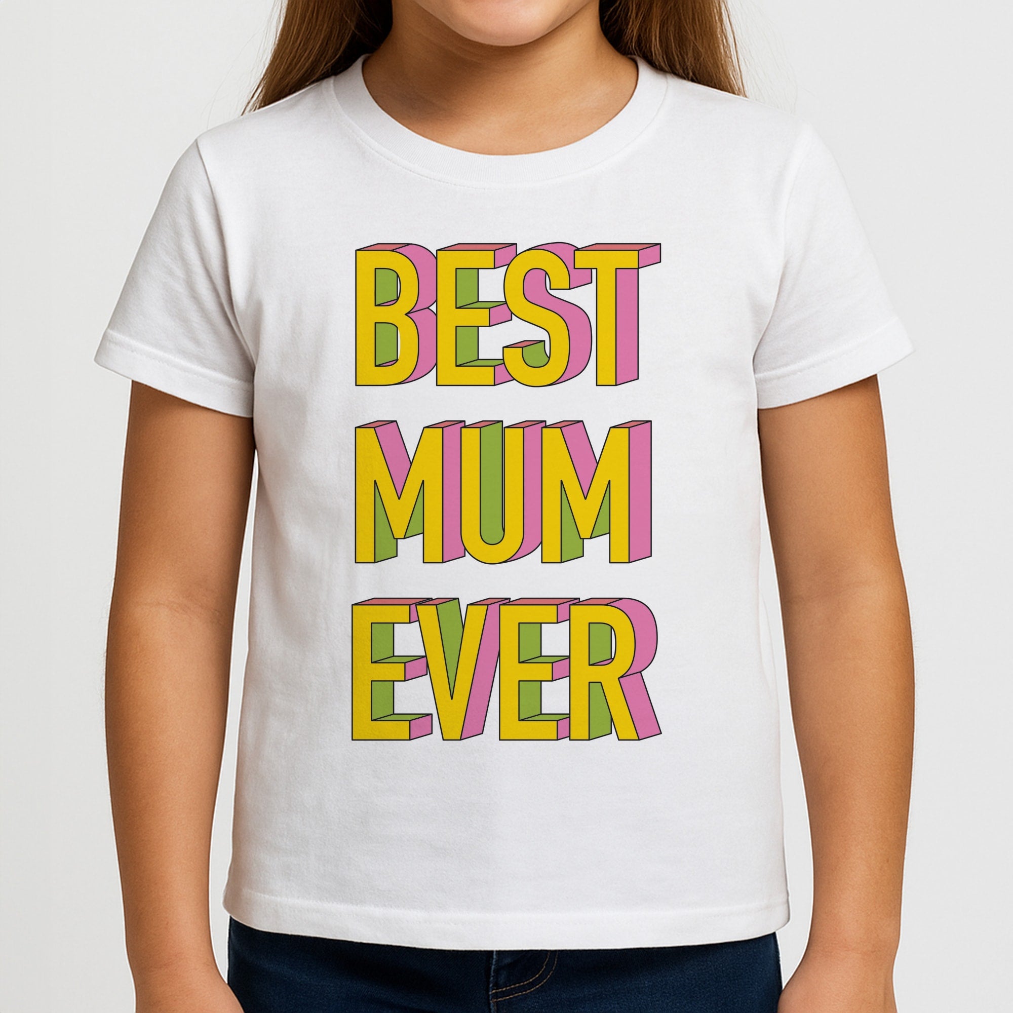 Geometric Best Mum Ever Girls T-Shirt