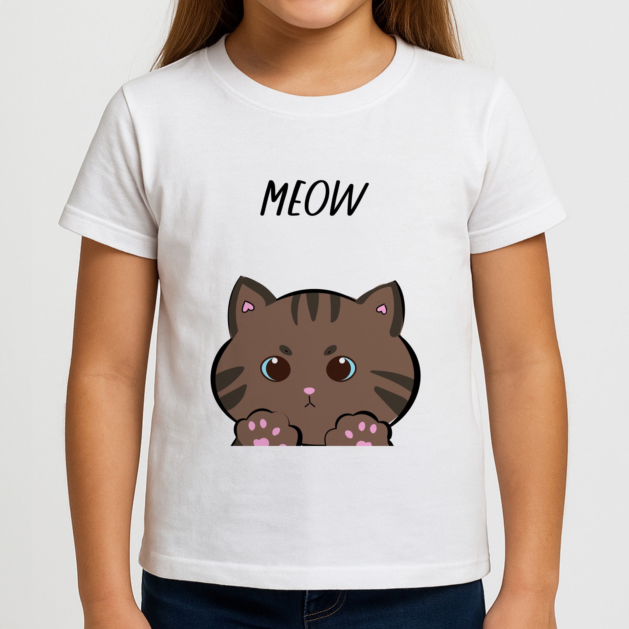 Meow Purple - Cats Girls T-Shirt