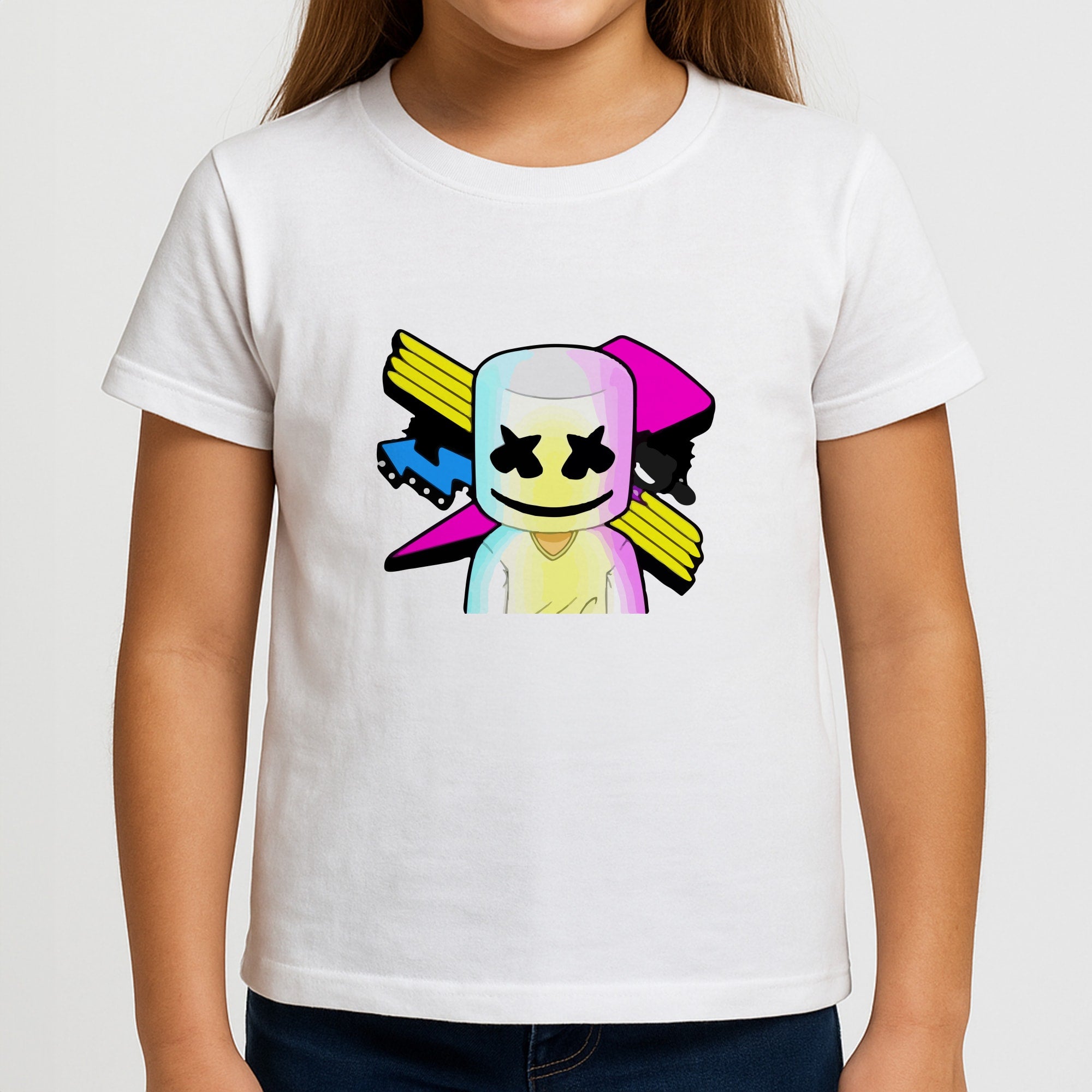 Neon Logo White Helmet DJ Girls T-Shirt