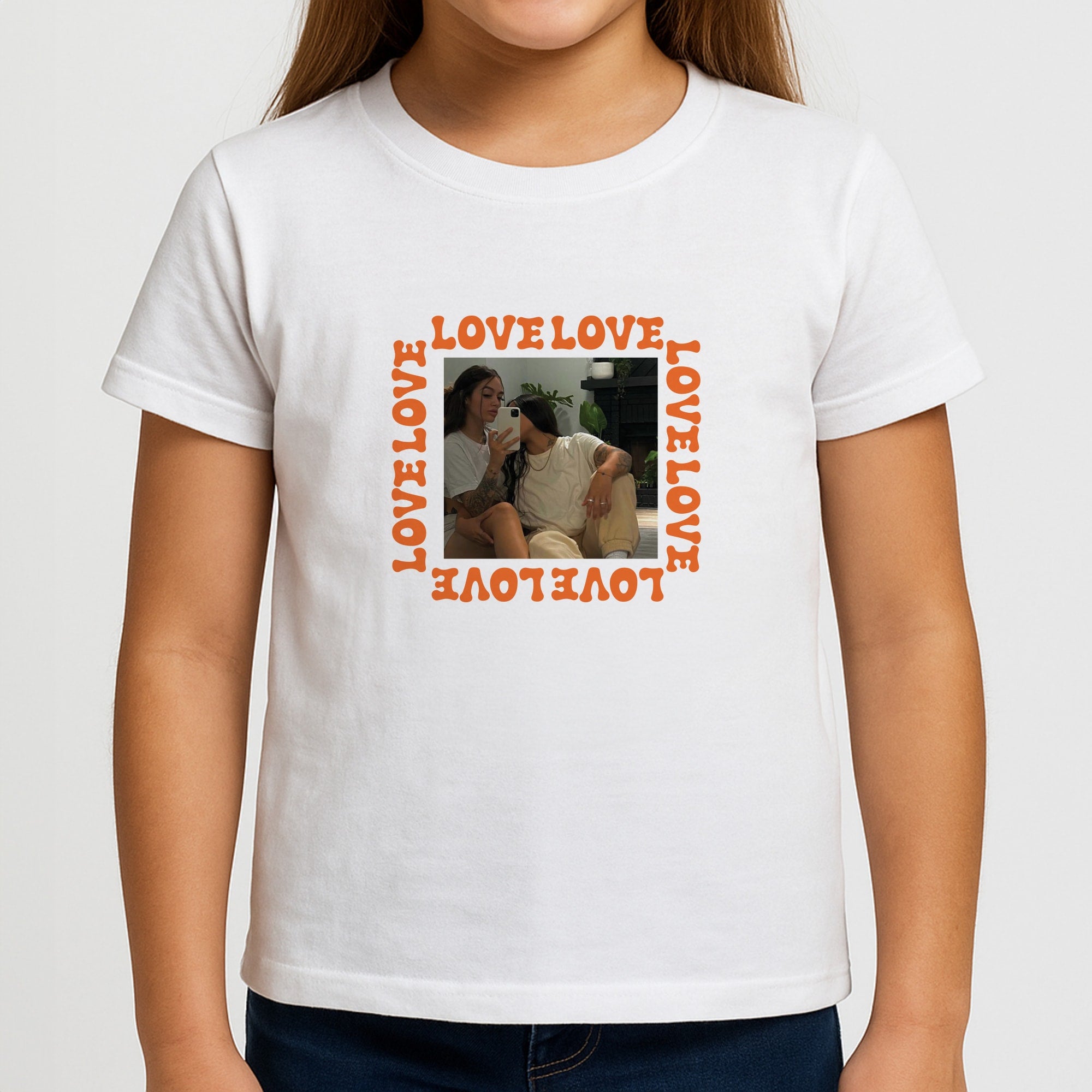 Love, Love, Love - Personalised Couples Girls T-Shirt