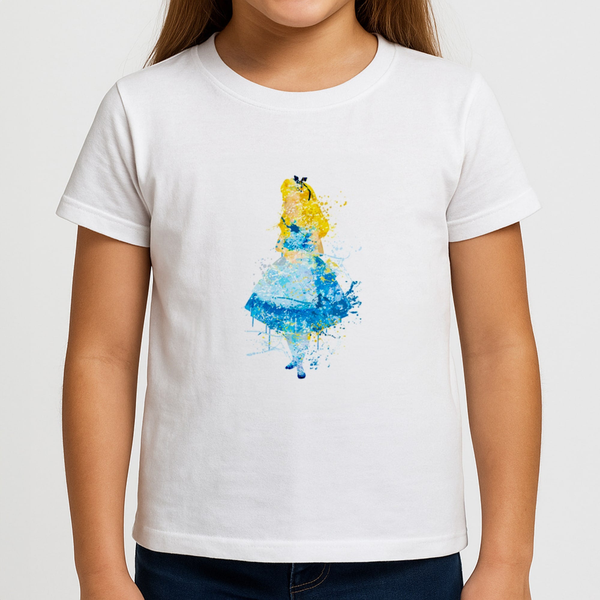 Watercolour Alice in Wonderland Fairytale Girls T-Shirt