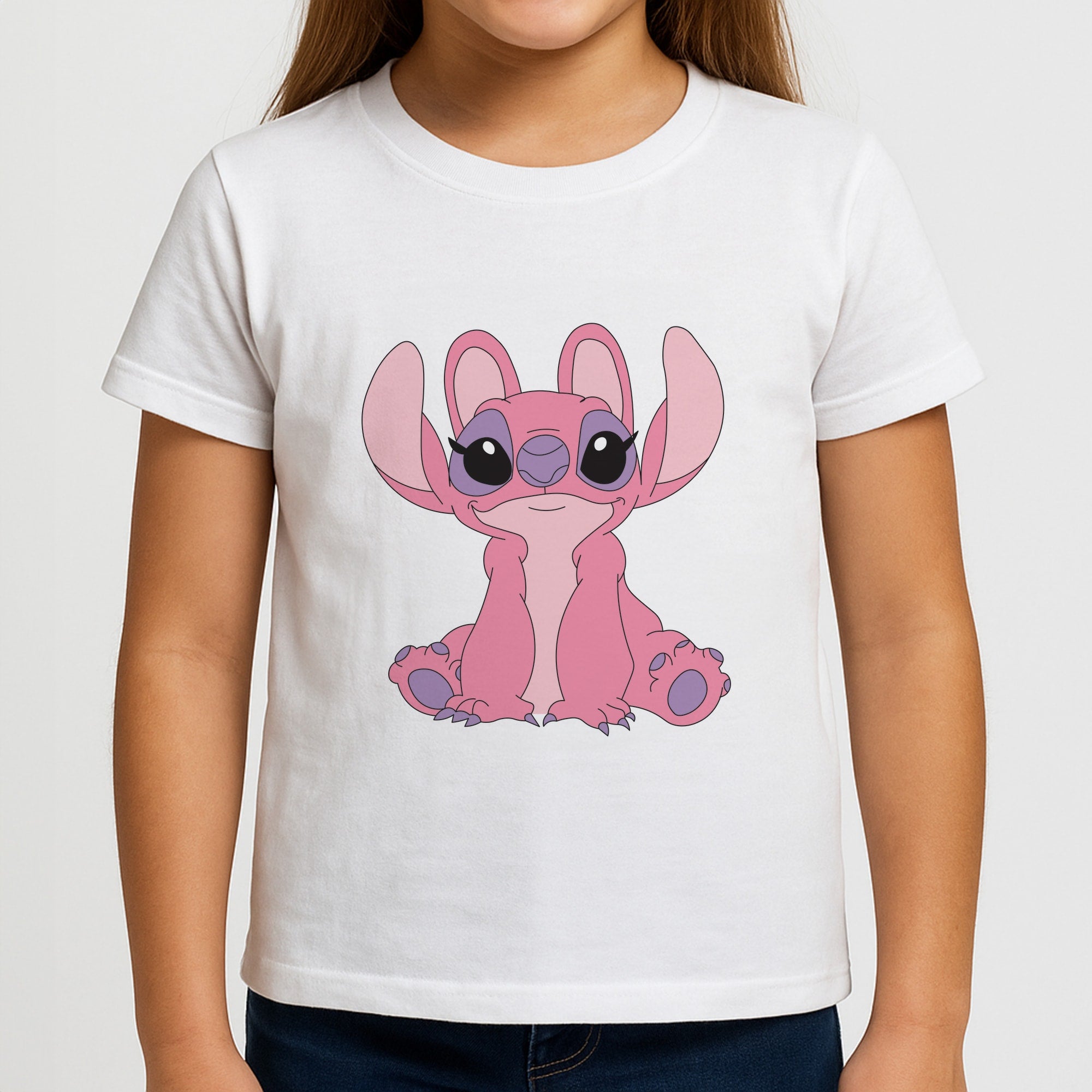 Sitting Down - Pink Alien Girls T-Shirt