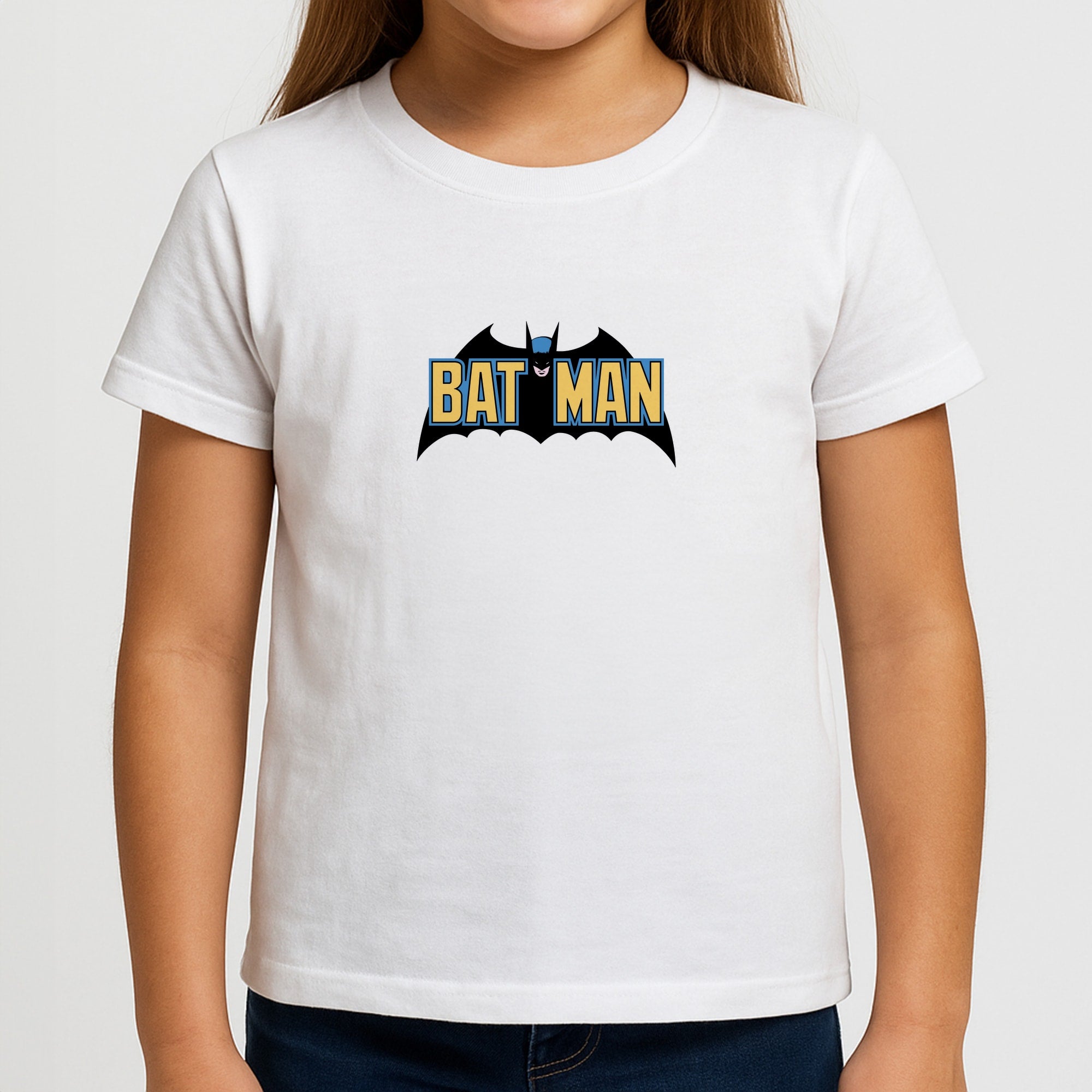 Yellow Bat Superhero Logo Girls T-Shirt