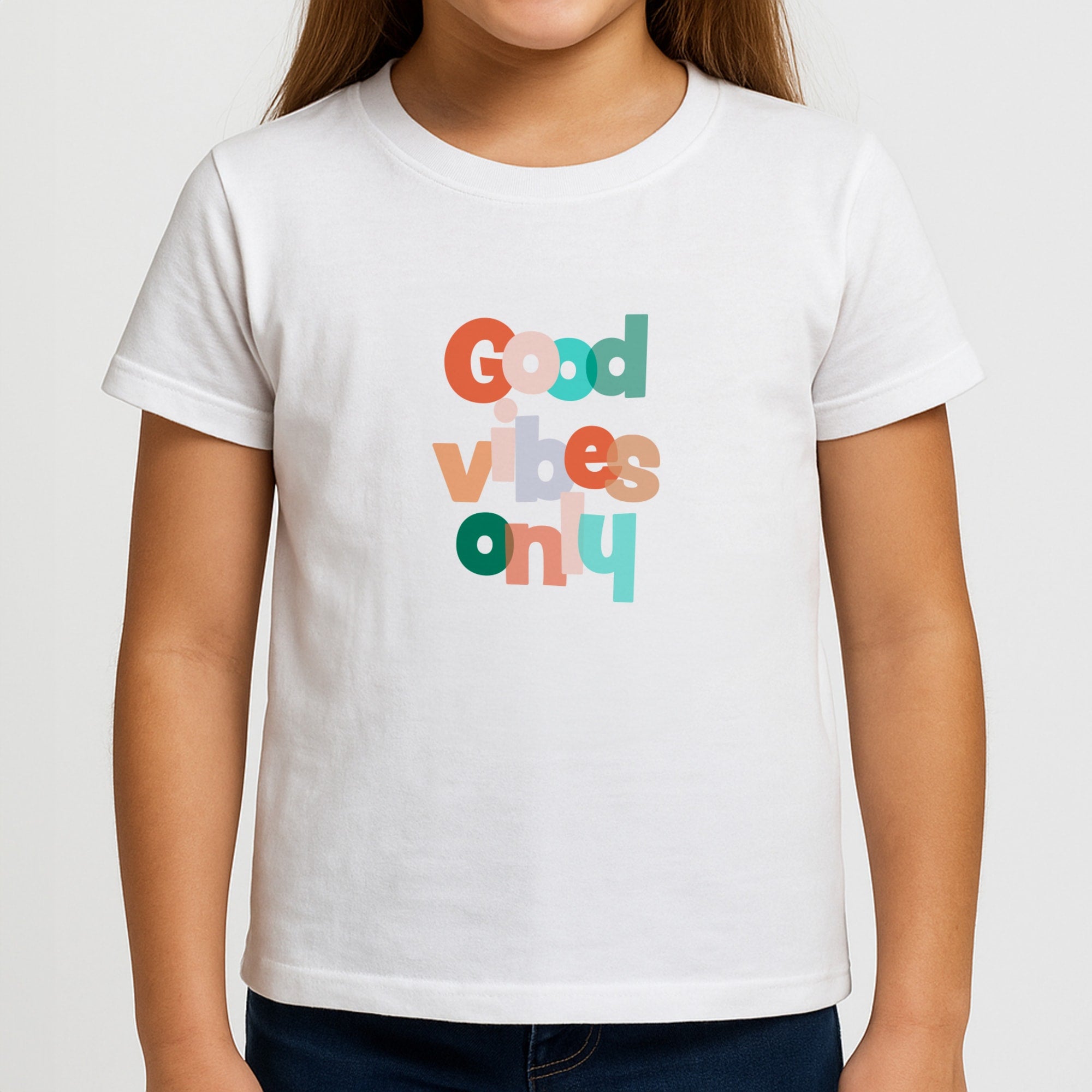 Colourful Good Vibes Only Girls T-Shirt