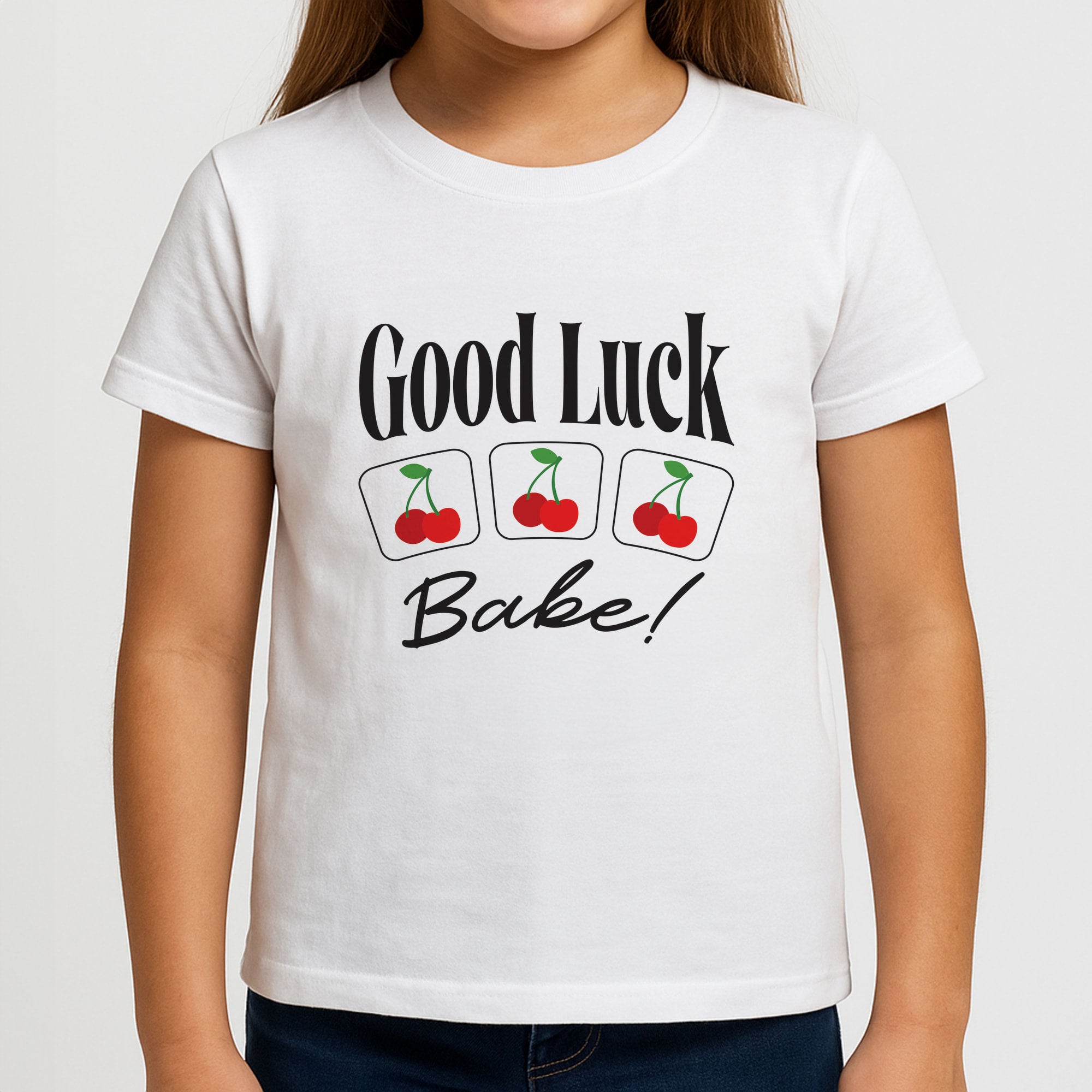 Good Luck Babe Cherries Girls T-Shirt