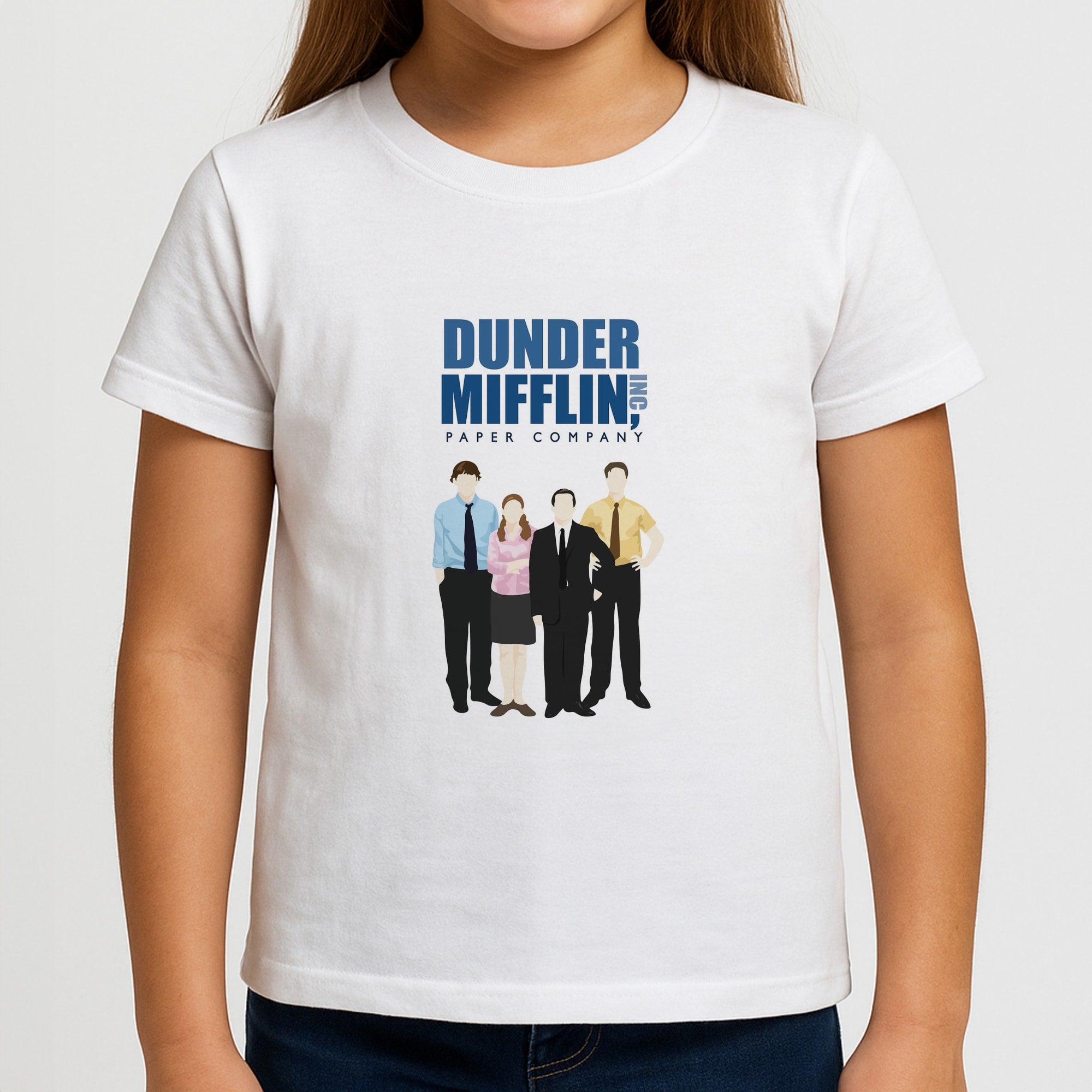 Office Cartoon - Dunder Mifflin Girls T-Shirt