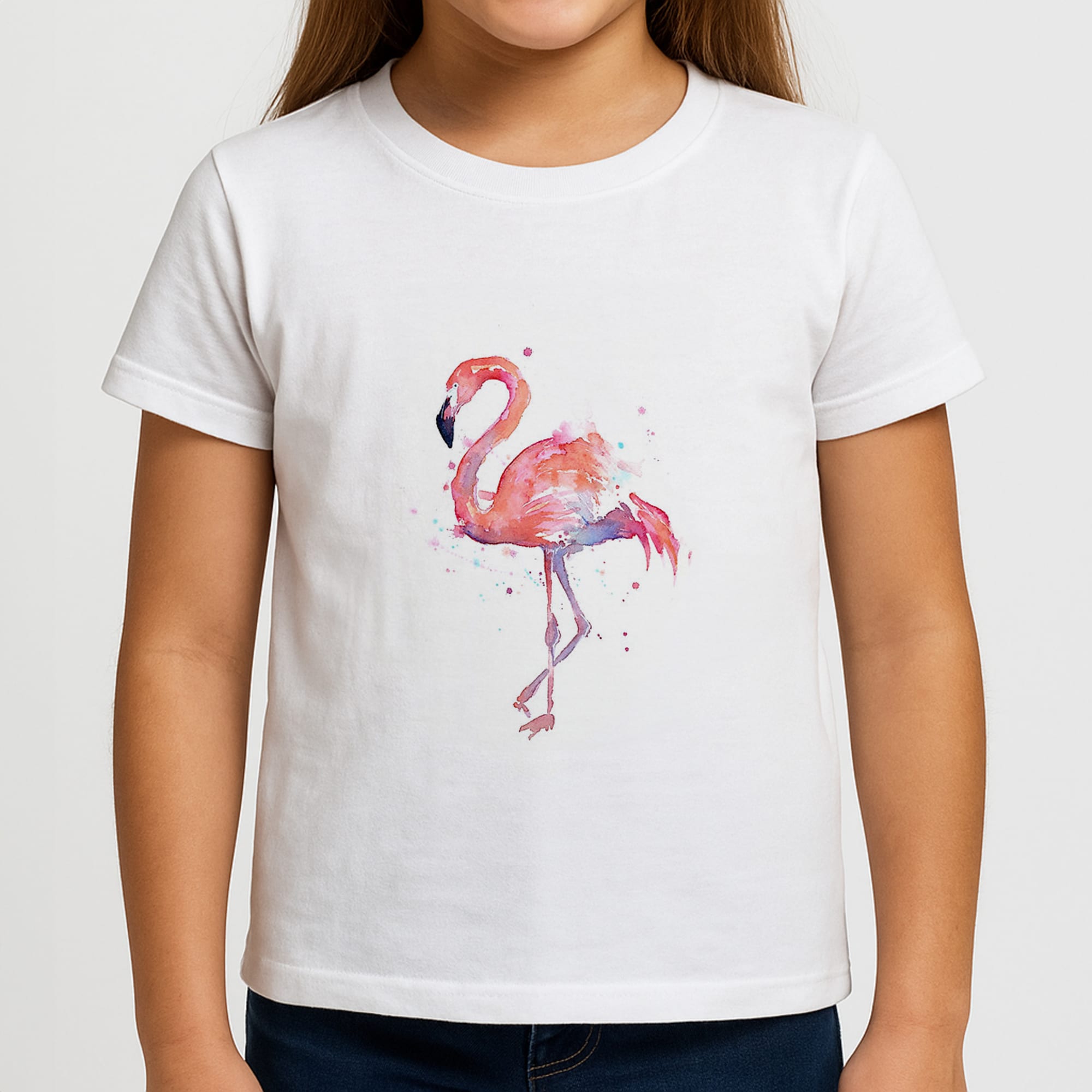 Watercolour Flamingo Painting Girls T-Shirt