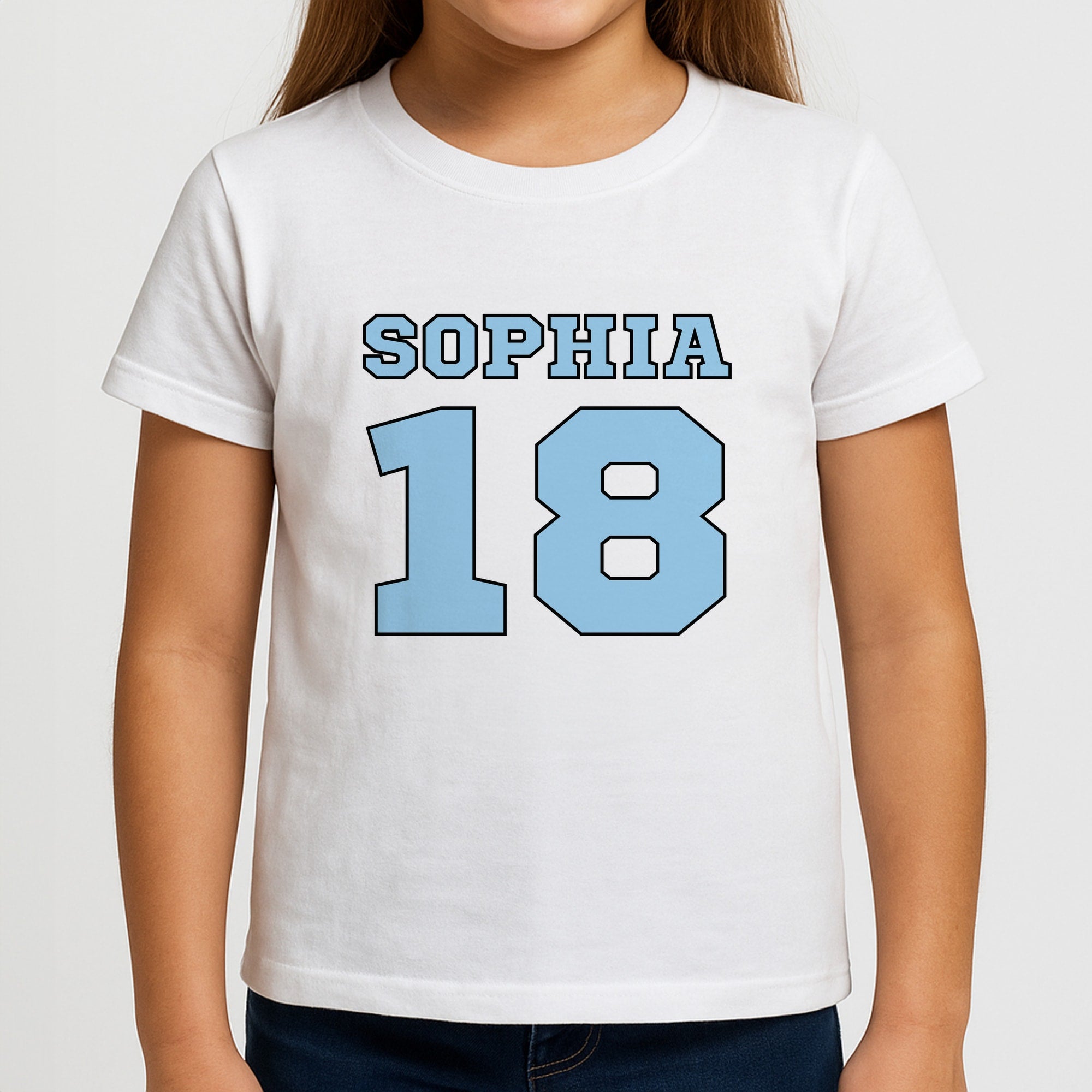 Light Blue - Personalised Football Girls T-Shirt