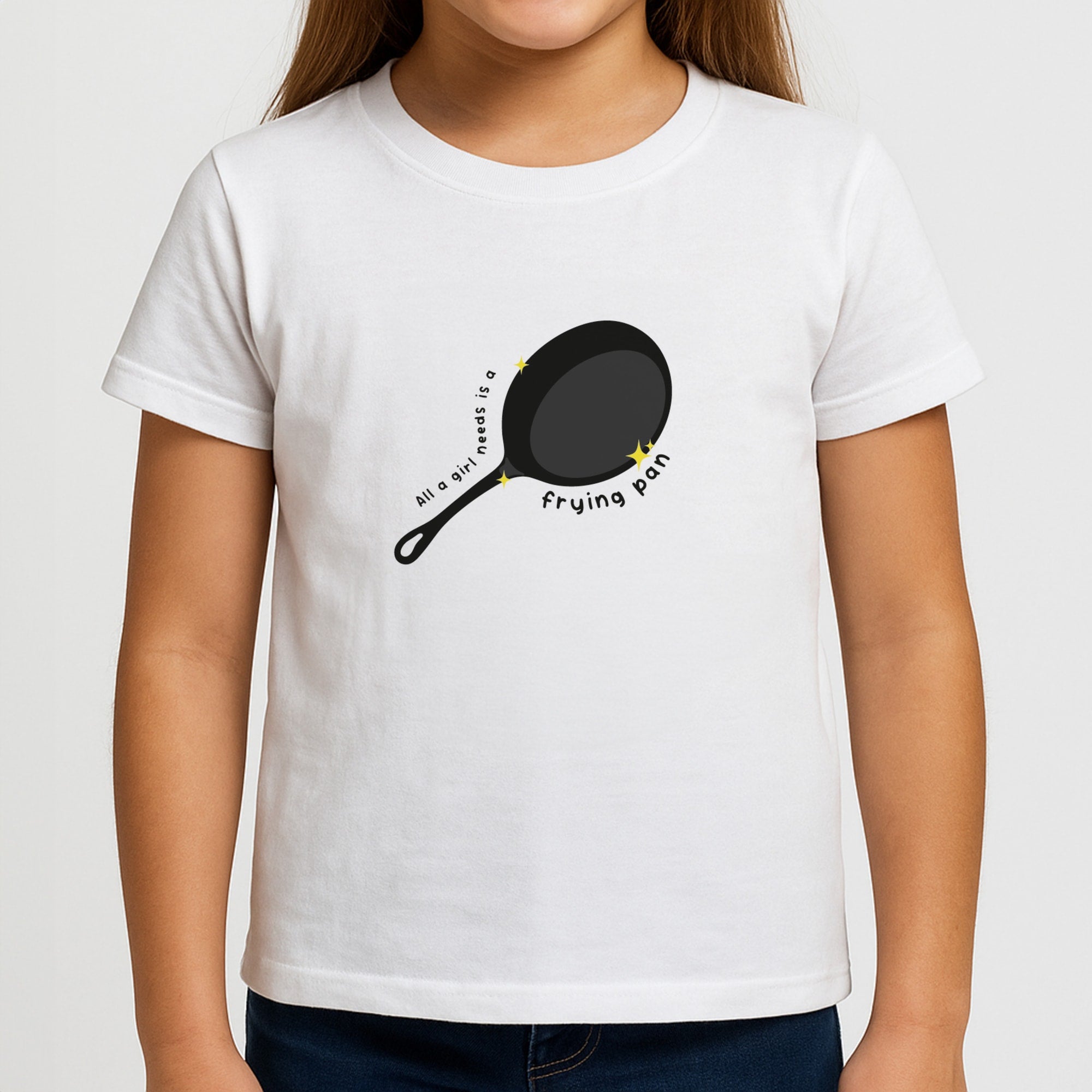 All A Girl Needs Is A Frying Pan Girls T-Shirt