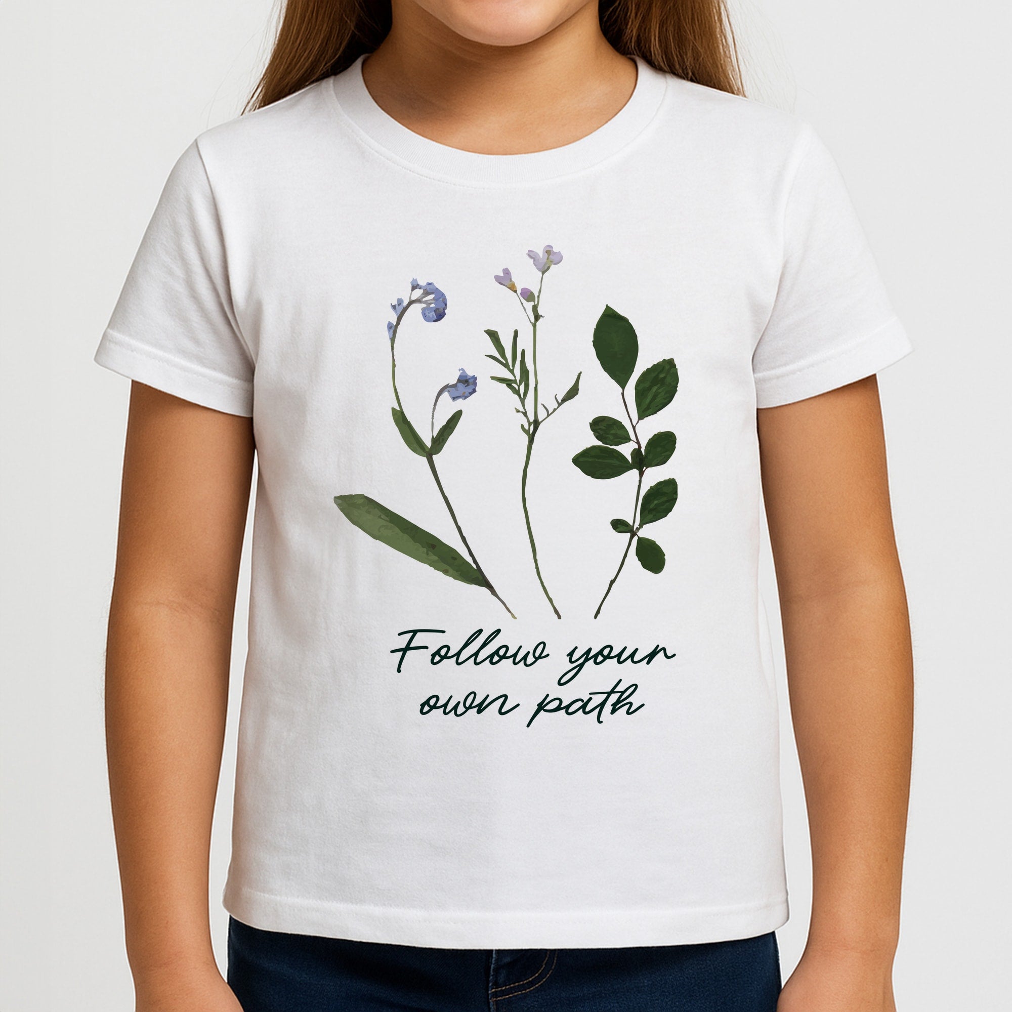 Follow Your Own Path Dark Green Girls T-Shirt