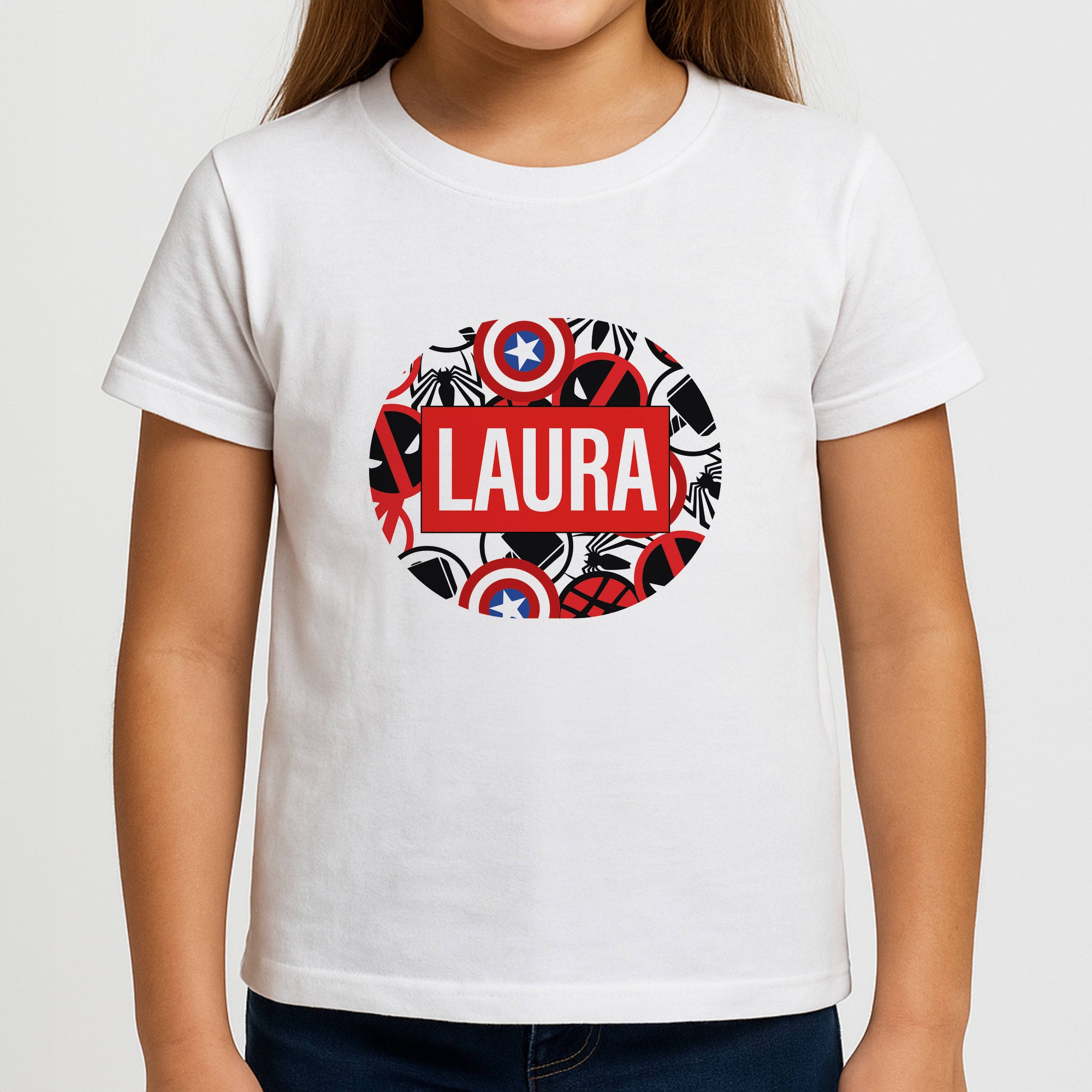 Collage - Personalised Superhero Comic Girls T-Shirt