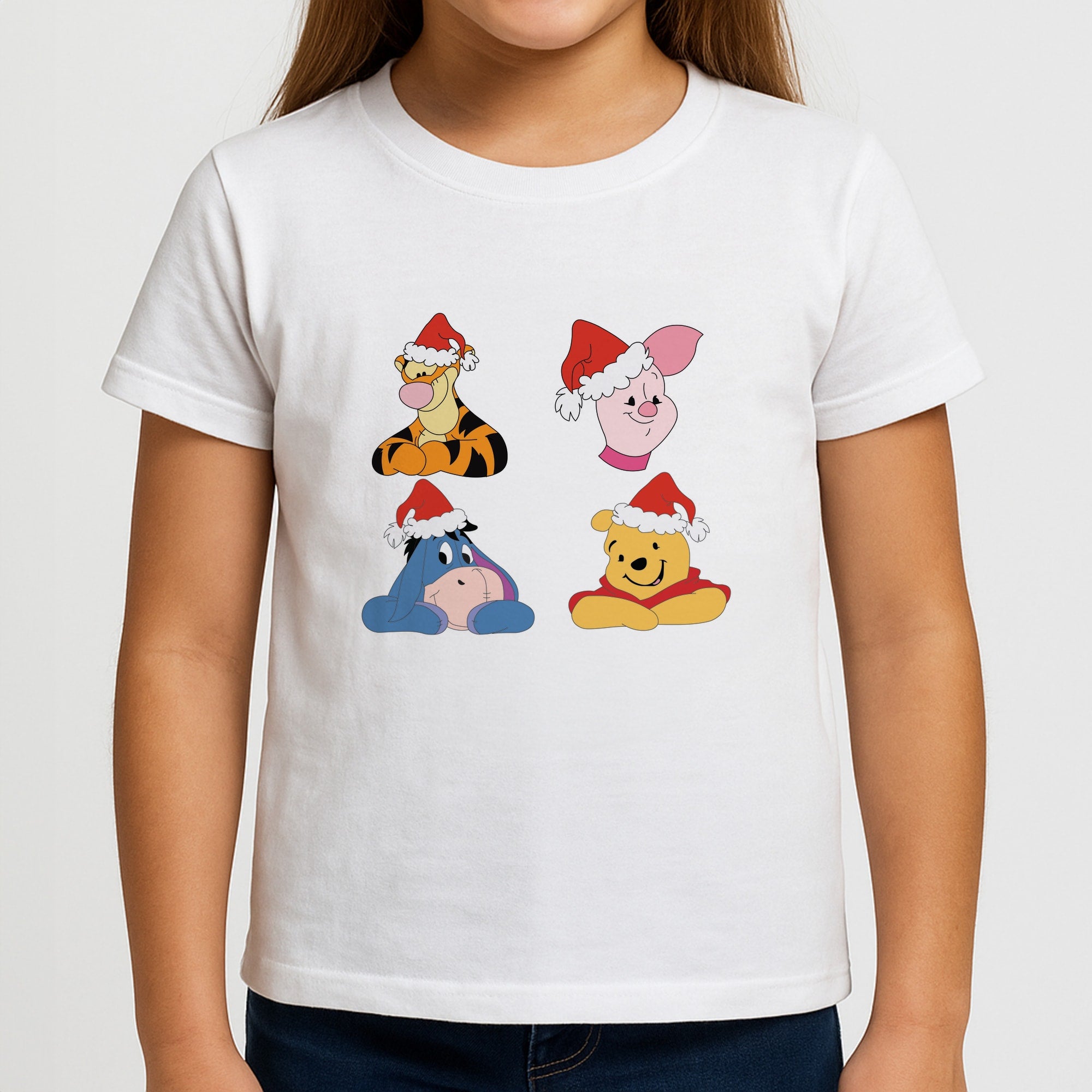 Bear, Tiger, Donkey and Pig Pattern Christmas Girls T-Shirt