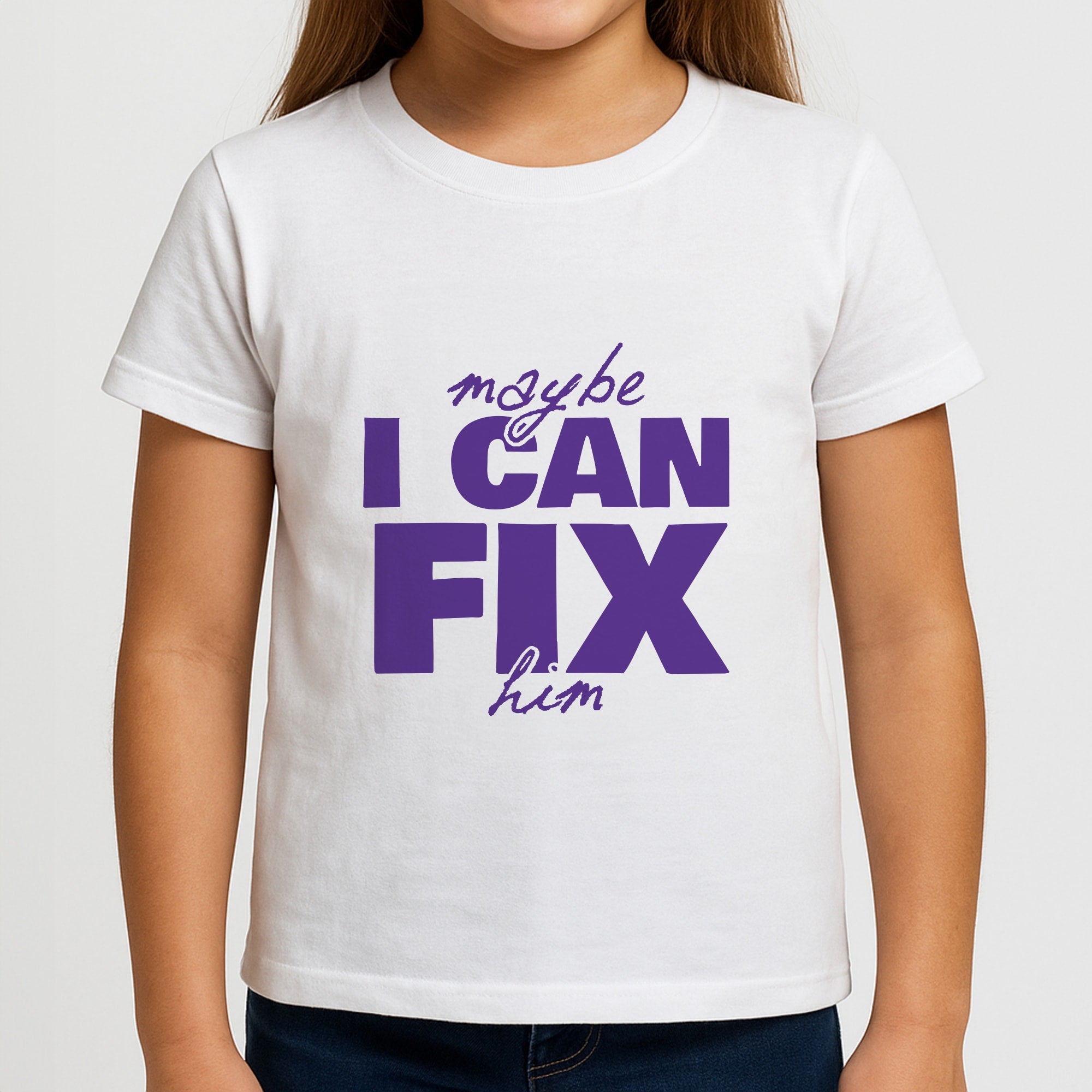 Maybe I Can Fix Him Purple Girls T-Shirt
