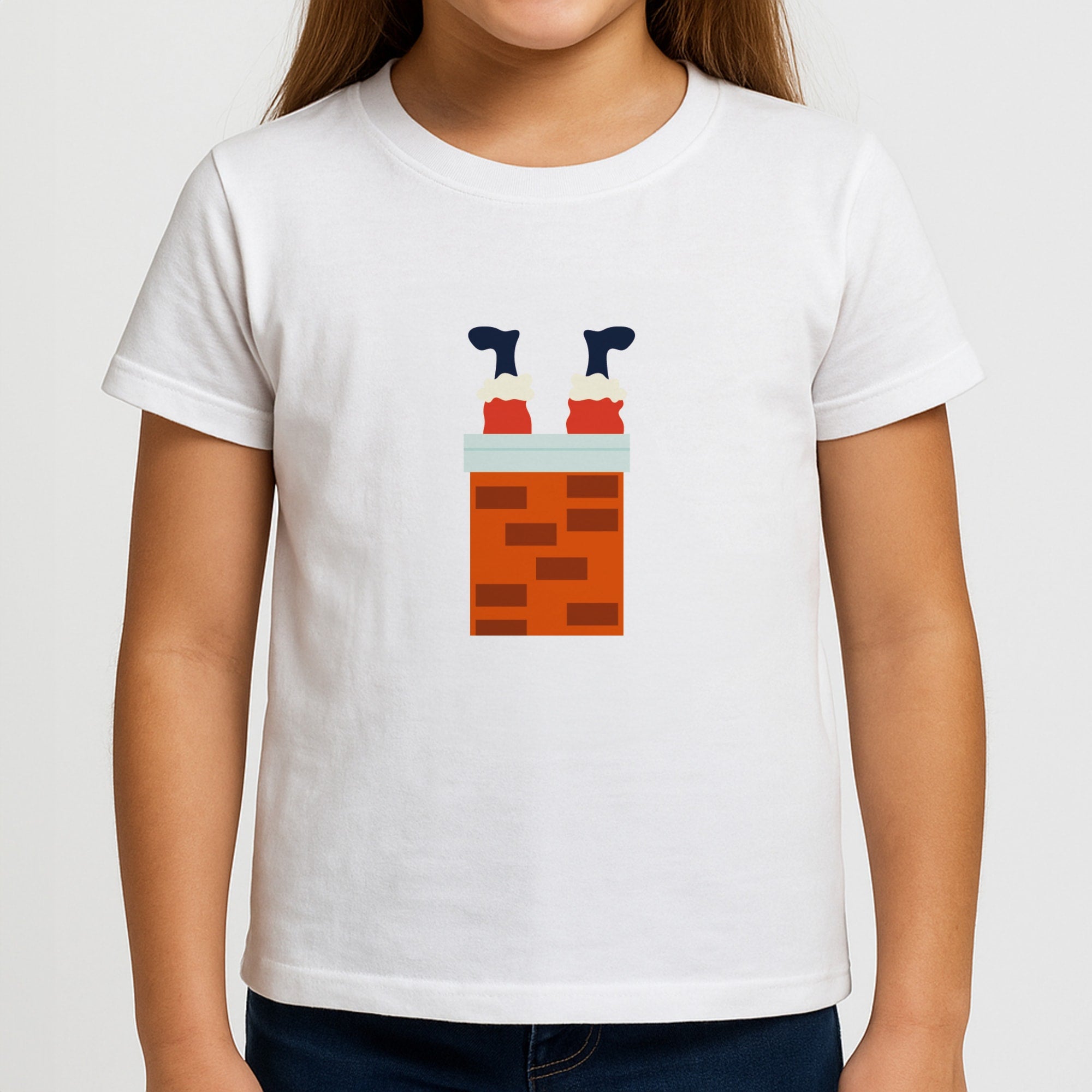 Santa Stuck In A Chimney - Christmas Girls T-Shirt