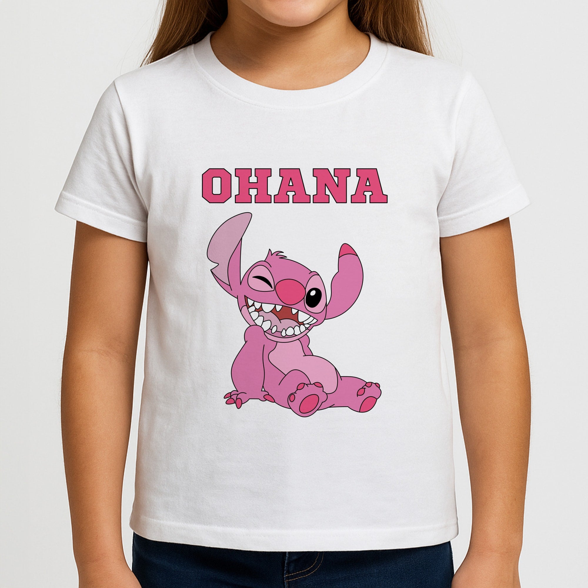 Pink Alien Ohana Girls T-Shirt