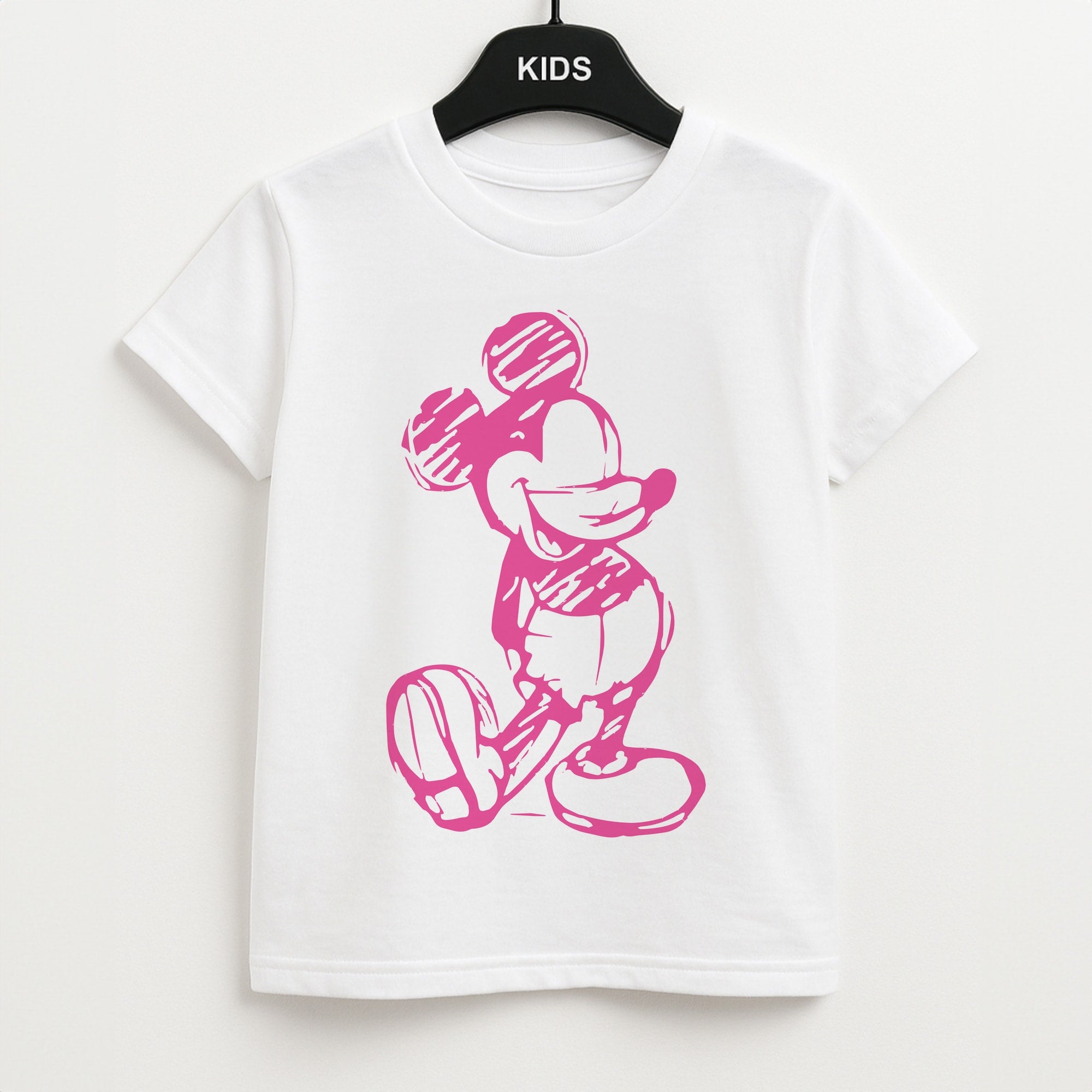 Sketched Mouse Outline Pink Unisex Kids T-Shirt