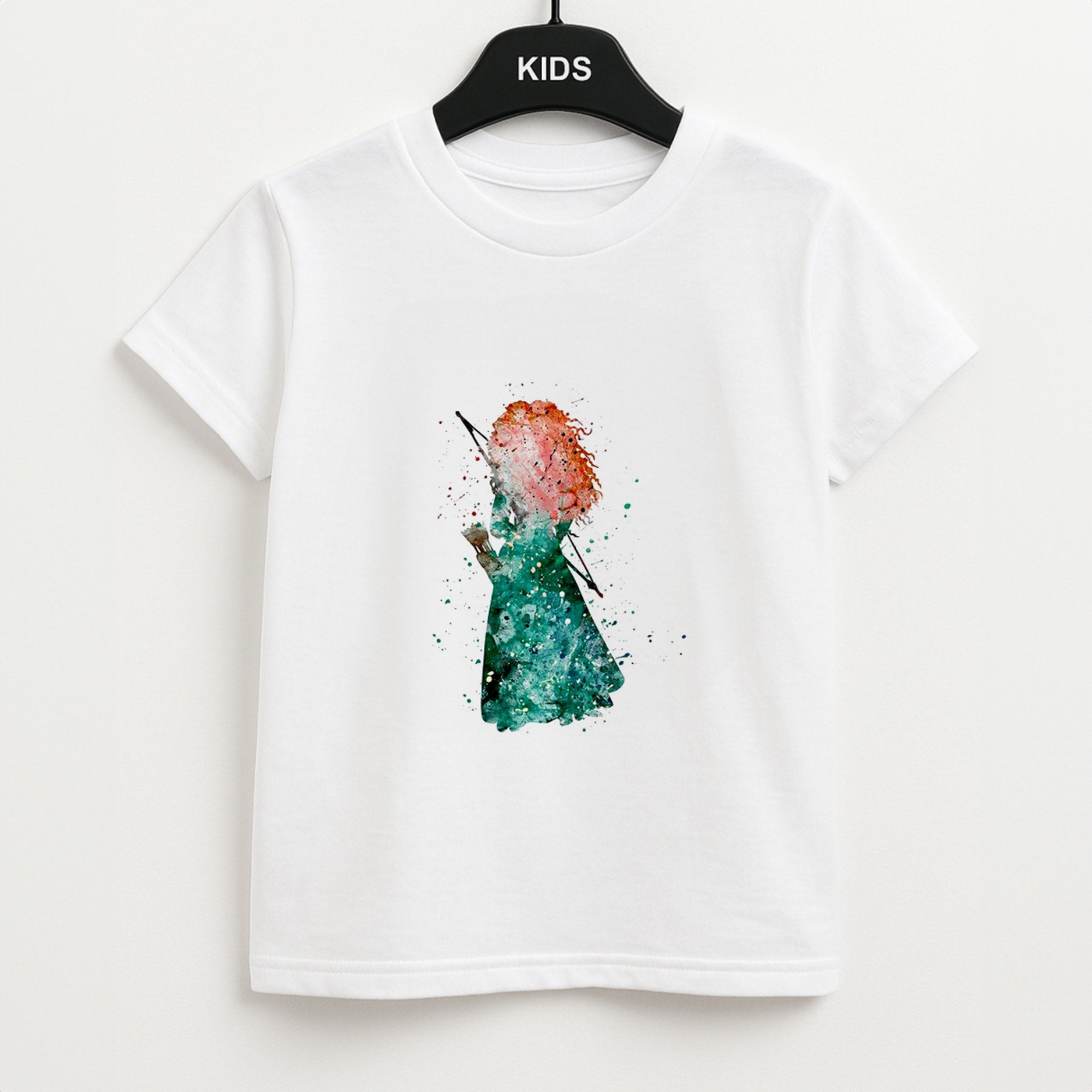 Watercolour Princess Merida Brave Fairytale Unisex Kids T-Shirt