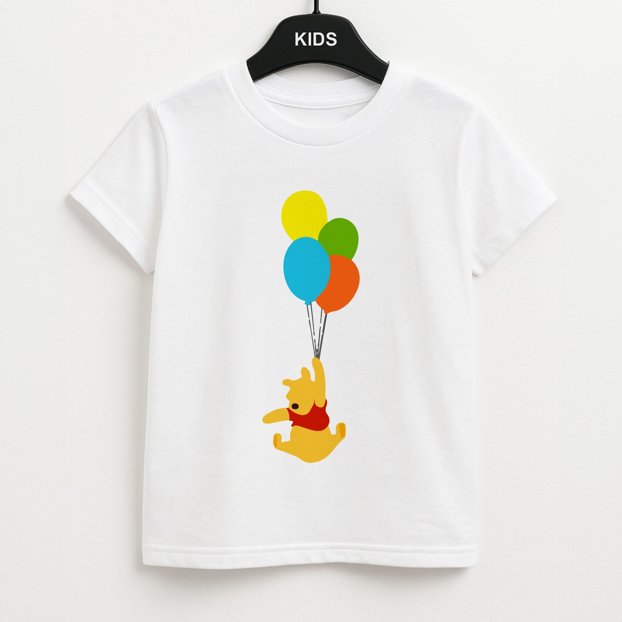 Pooh On Balloons Unisex Kids T-Shirt