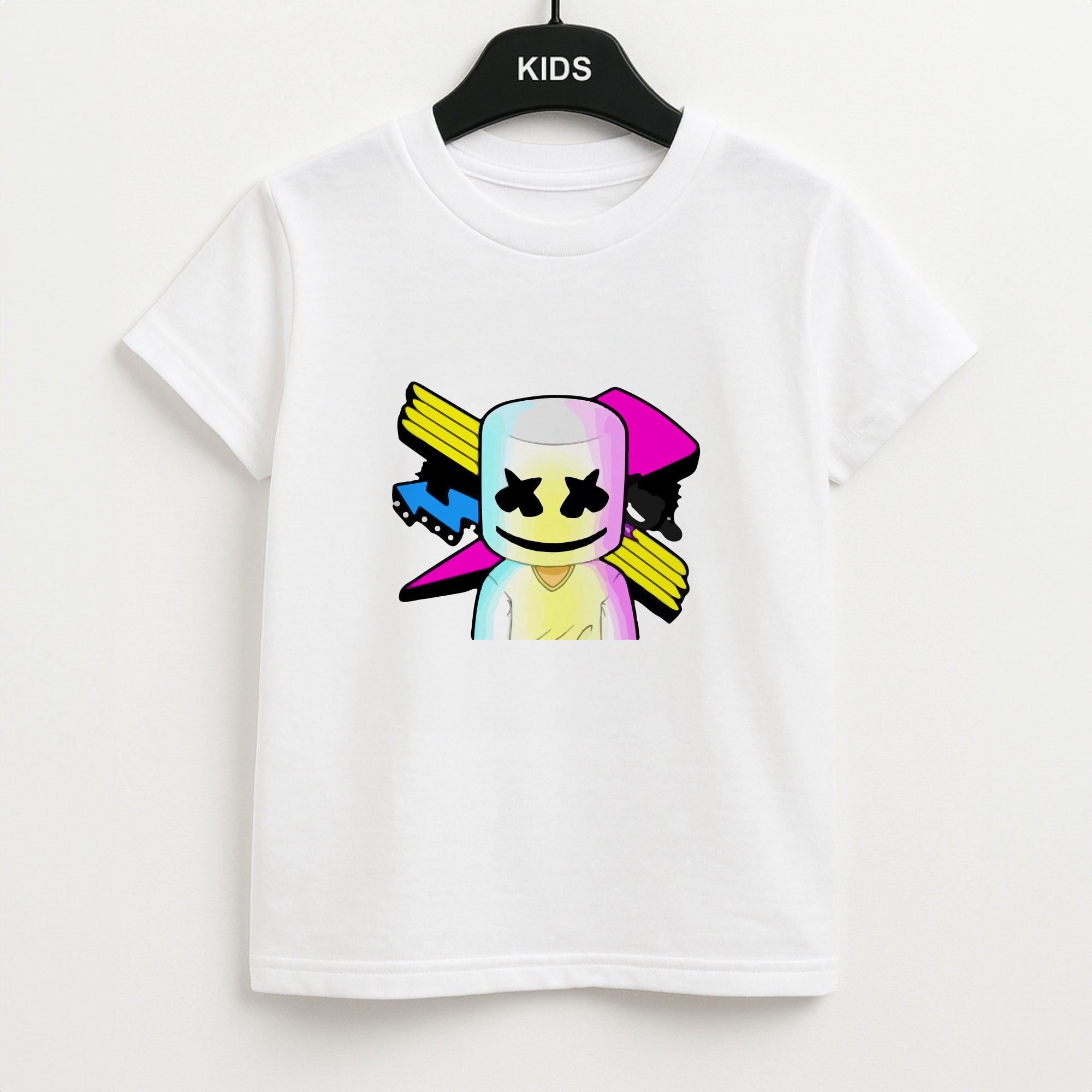 Neon Logo White Helmet DJ Unisex Kids T-Shirt