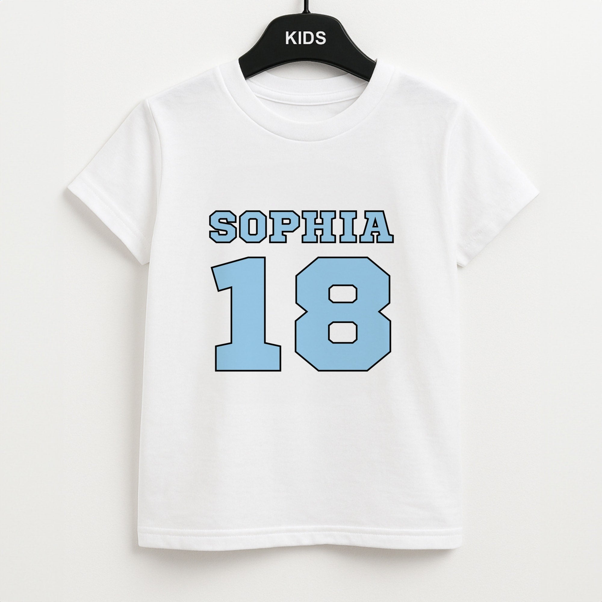 Light Blue - Personalised Football Unisex Kids T-Shirt