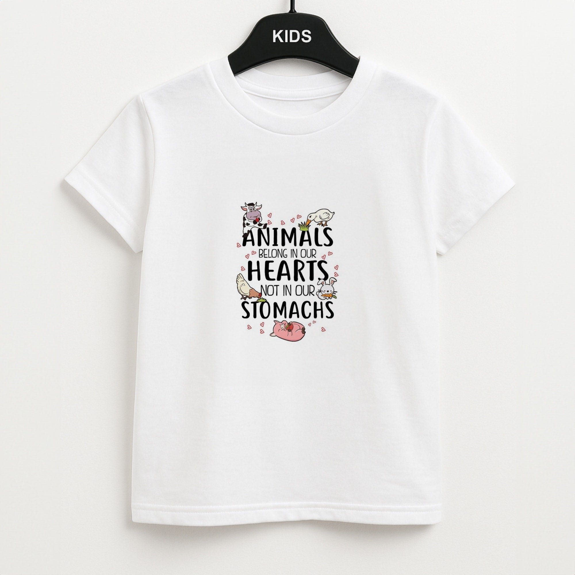 Animals Belong In Our Hearts - Vegan Unisex Kids T-Shirt