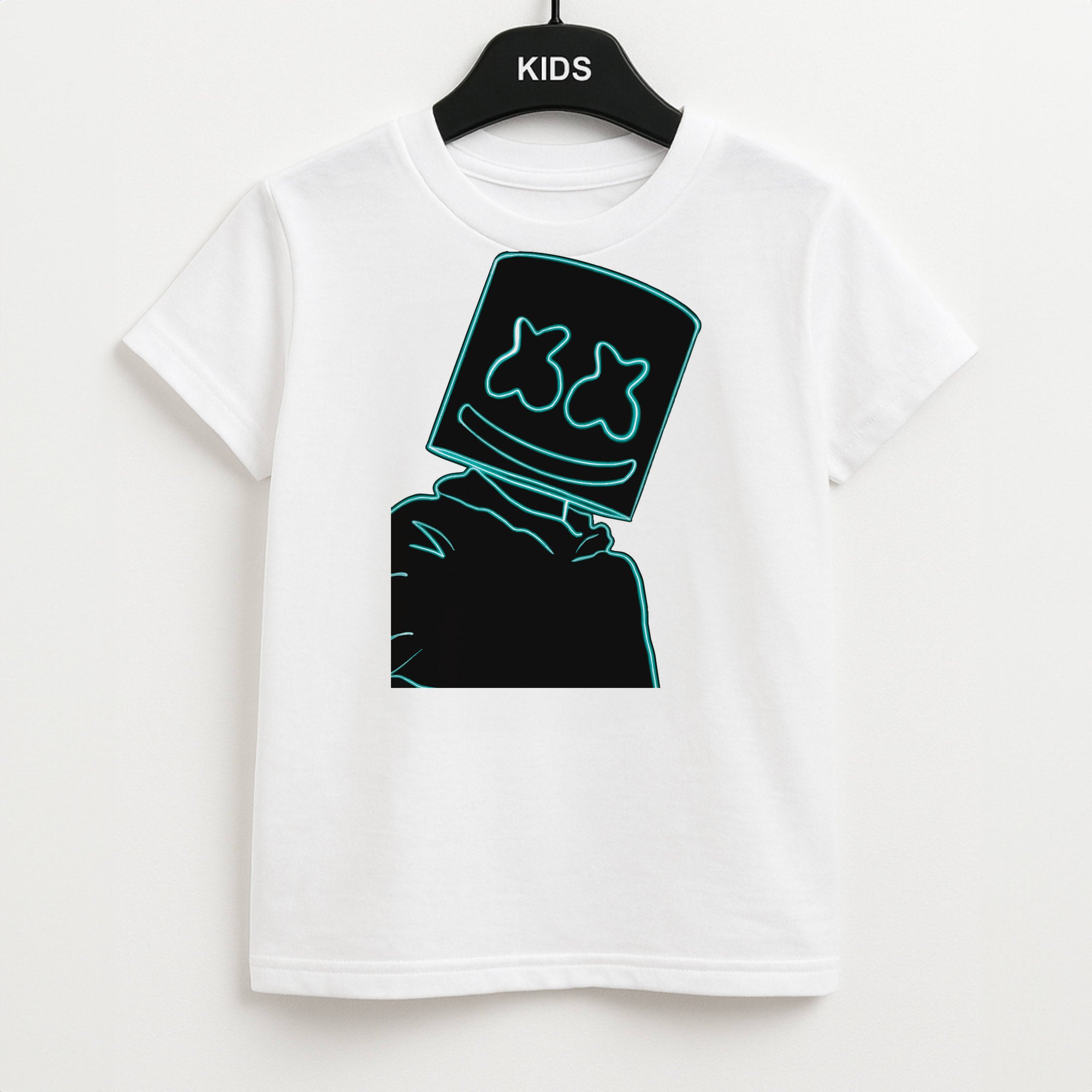 Black White Helmet DJ Neon Kids T-Shirt